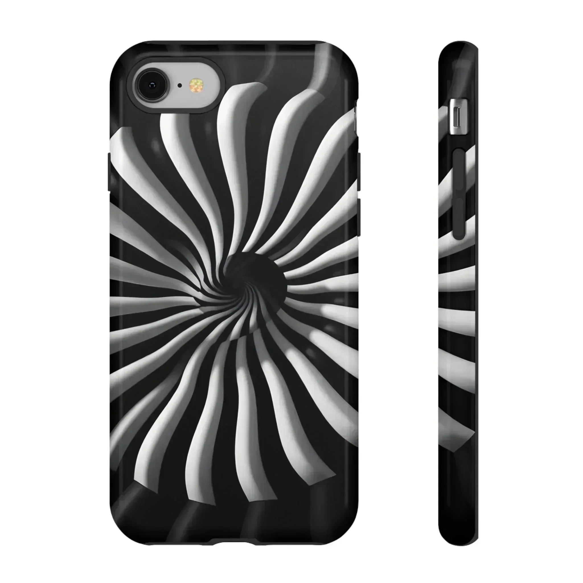 Hypnotic Black and White Spiral Phone Case for iPhone & Galaxy - KARARMDESIGN