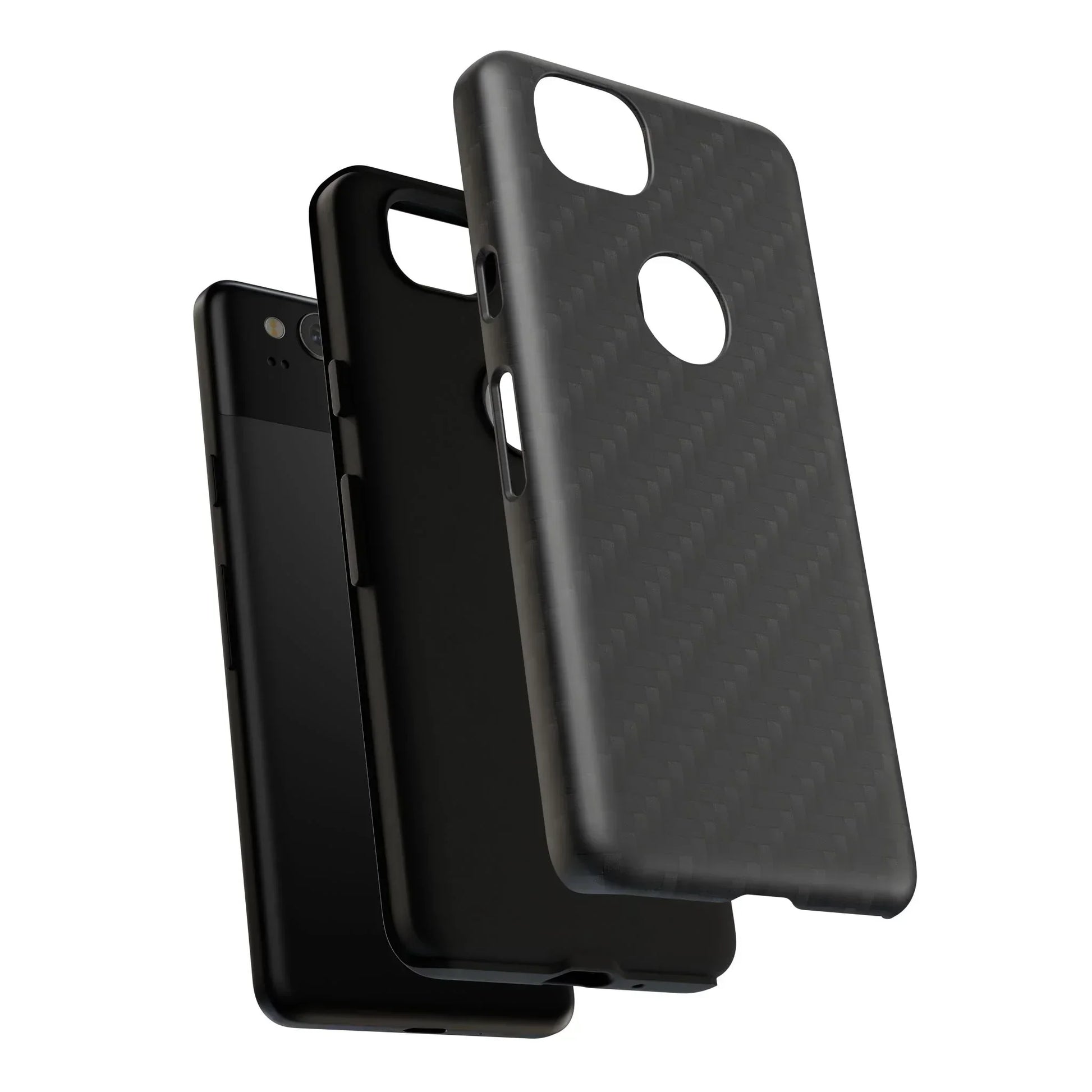 Black Carbon Phone Case Tough Case for iPhone 8-16 and Google Pixel up to 9 Models - KarArmDesign