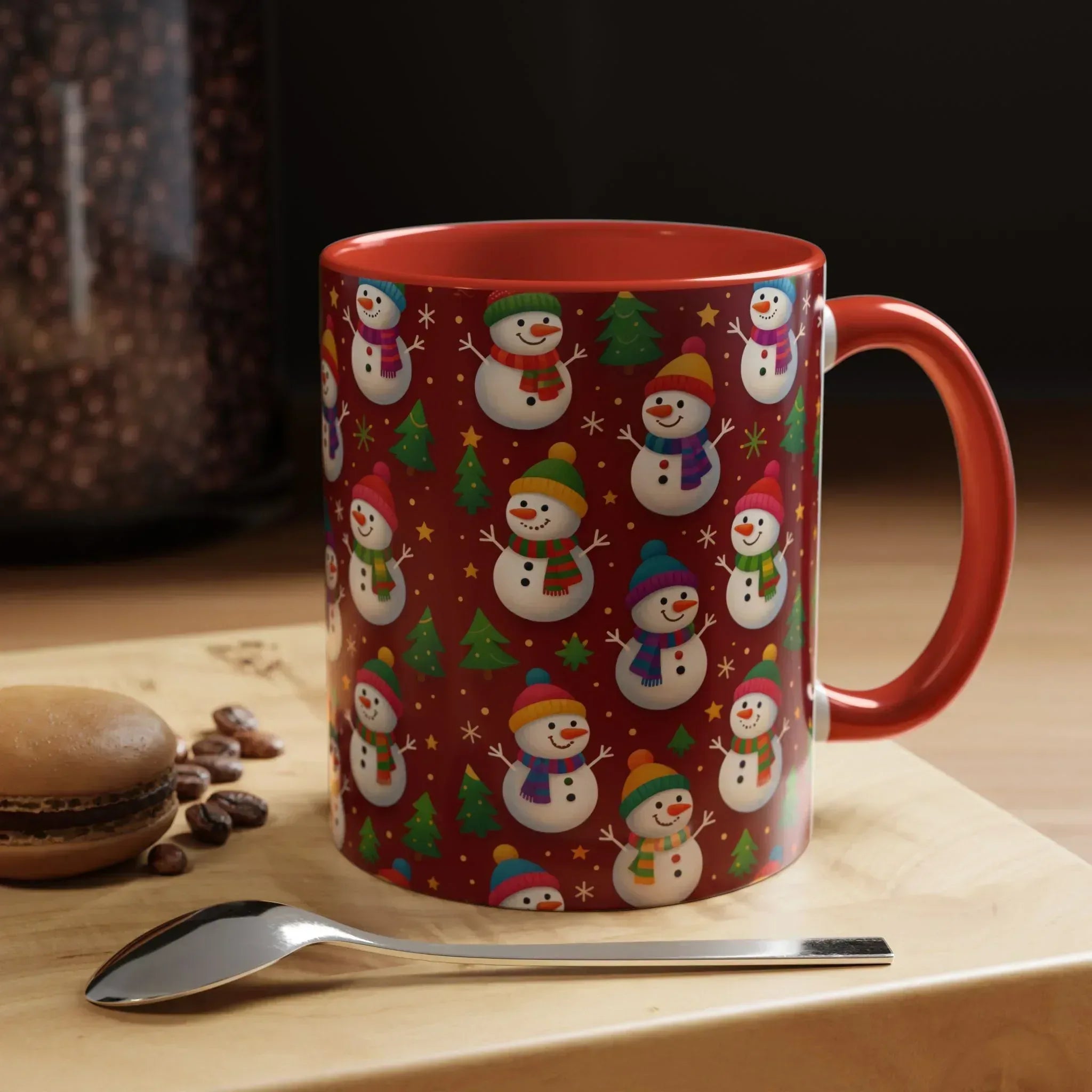 Festive Snowman Parade Accent Coffee Mug (11oz) - KARARMDESIGN