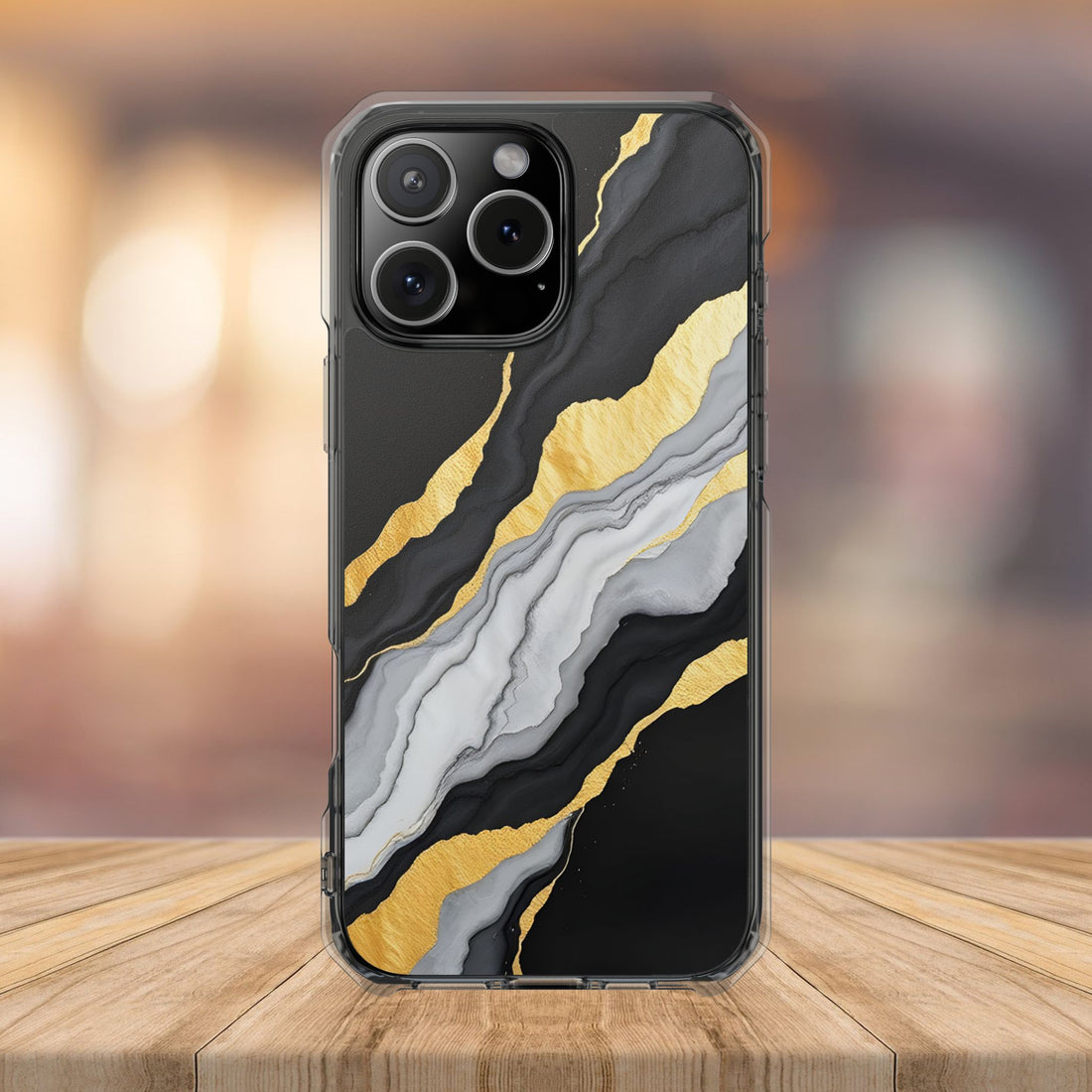 Luxury Black and Gold Marble Magnetic Phone Case for iPhone 14-17