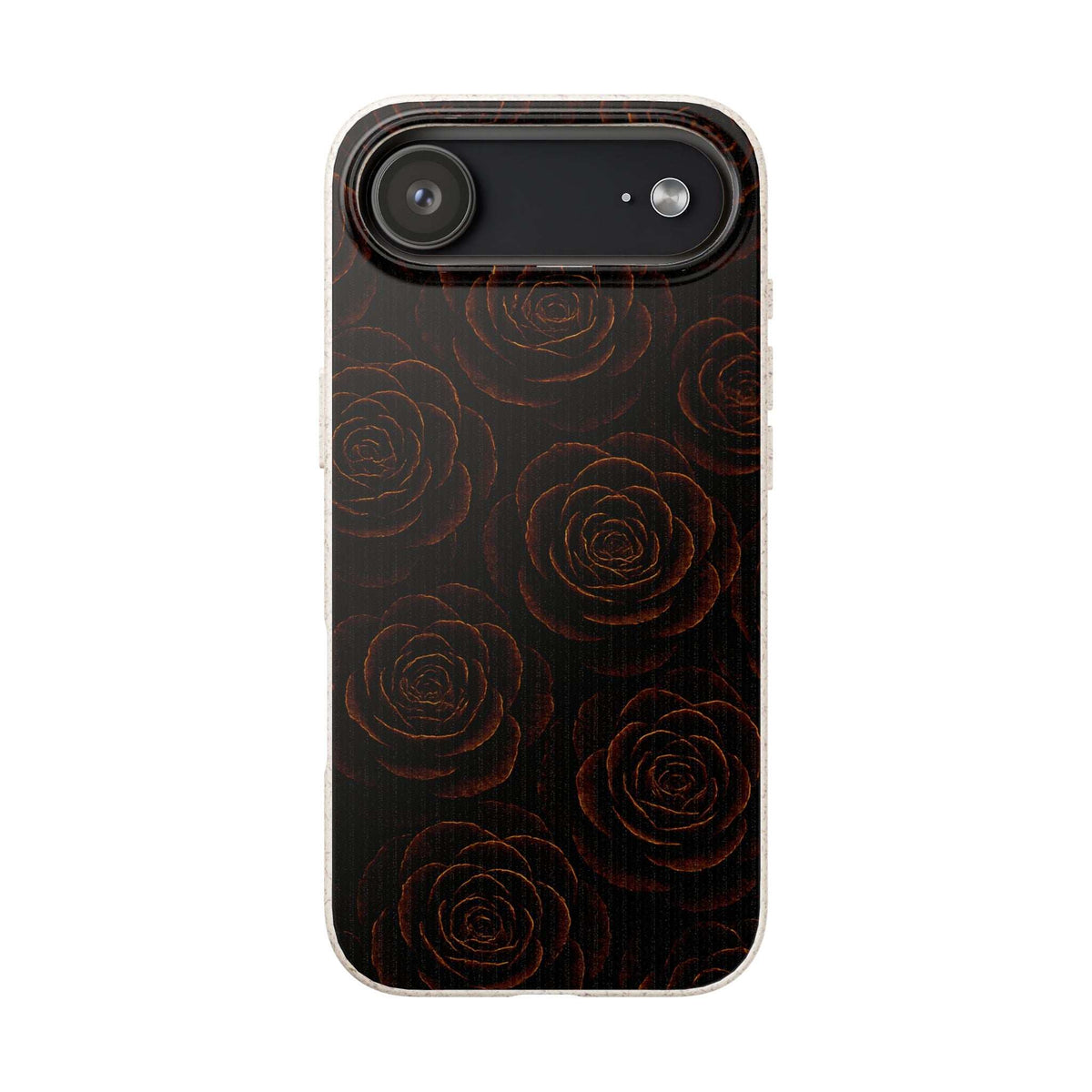 Wooden roses phone case for iPhone and Samsung, dark floral roses pattern on black