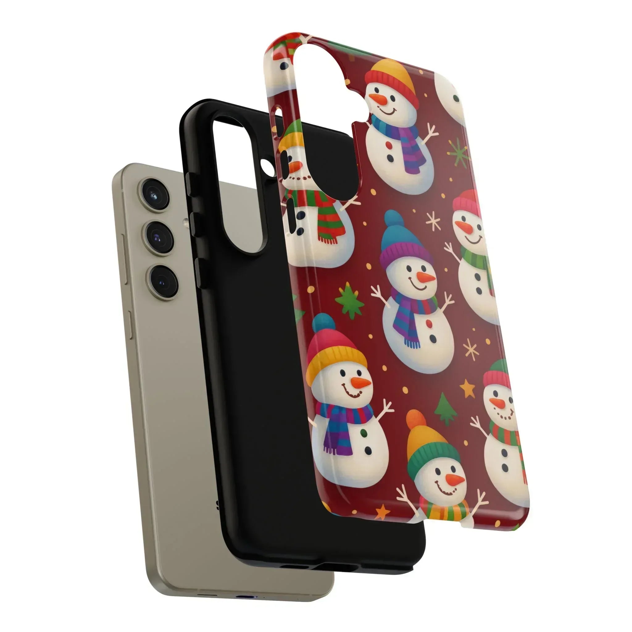Festive Snowmen Parade Phone Case for iPhone 11–17 and Galaxy S10–S25 - KARARMDESIGN