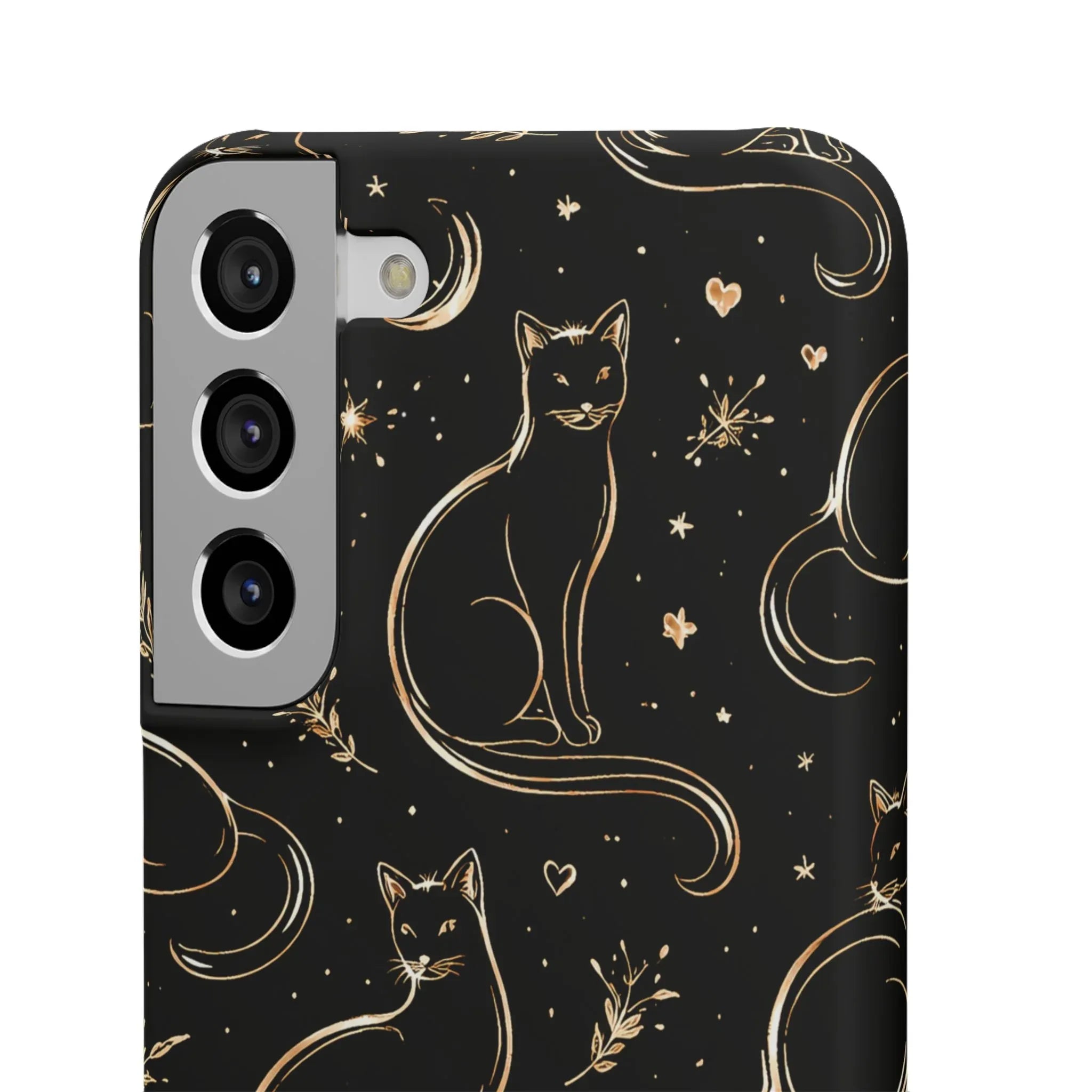 Golden Cat Pattern Phone Case for iPhone 11–17 & Galaxy S21–S25 - KARARMDESIGN