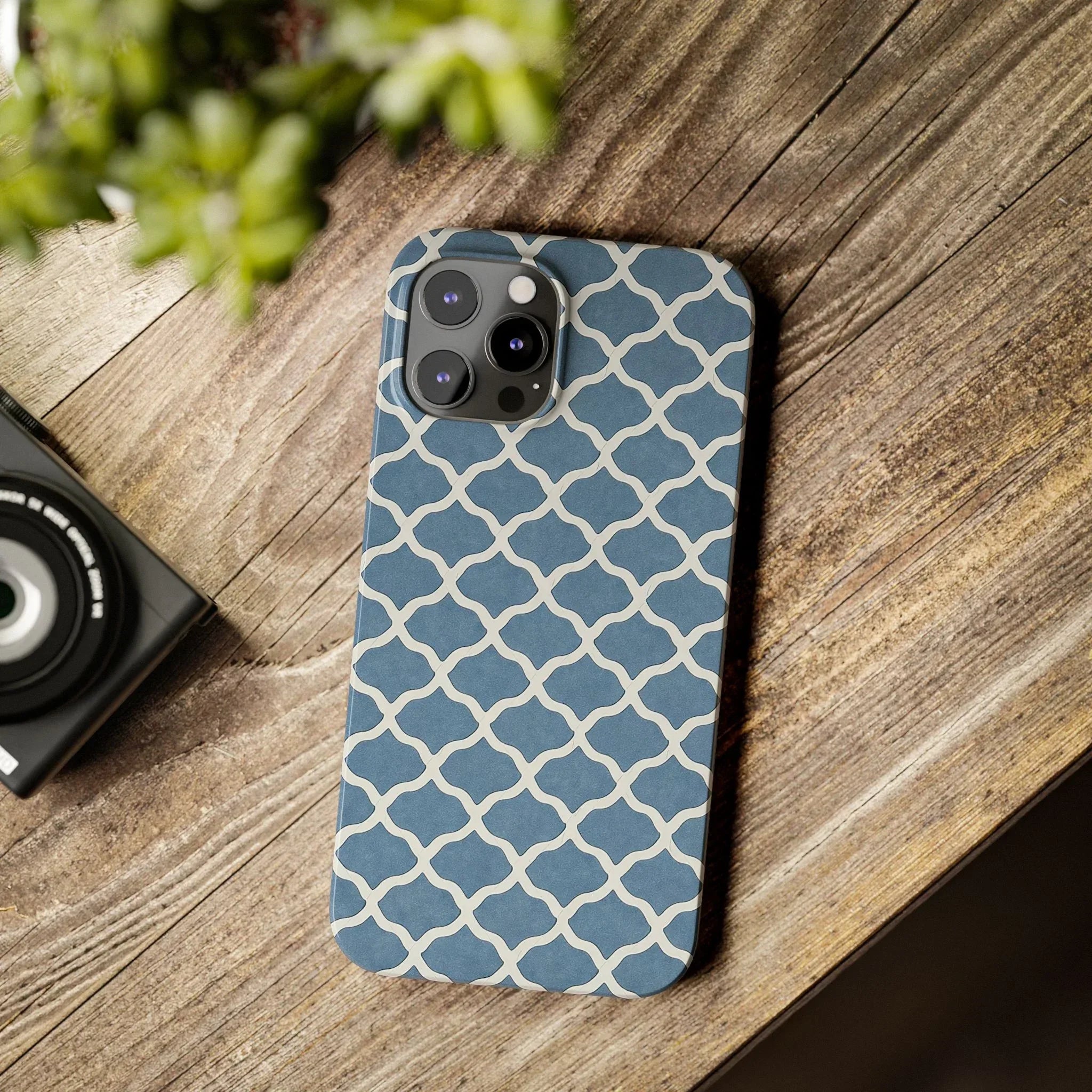 Azure Lattice Pattern Phone Case Slim Phone Cases for iPhone 11-17 - KARARMDESIGN