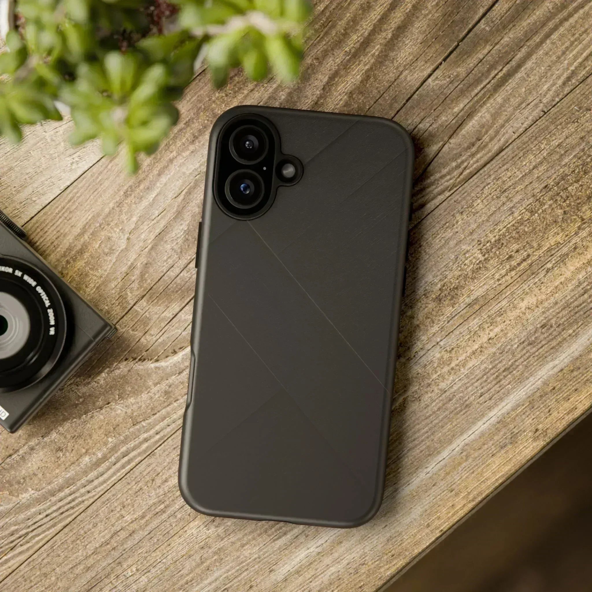 Matte Black Diagonal Line Phone Case for iPhone 8-16 and Galaxy S10-S25 - KARARMDESIGN