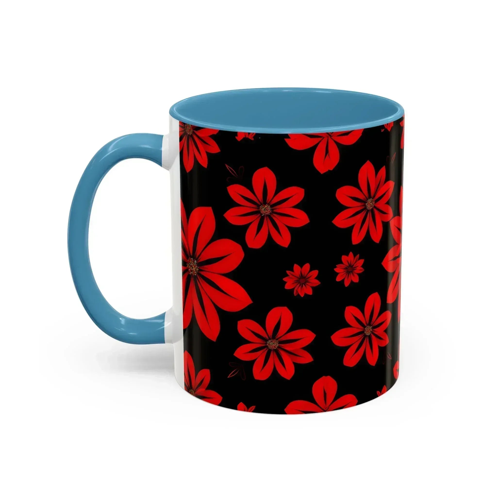 Accent Red Floral Coffee Mug – 11oz & 15oz - KARARMDESIGN