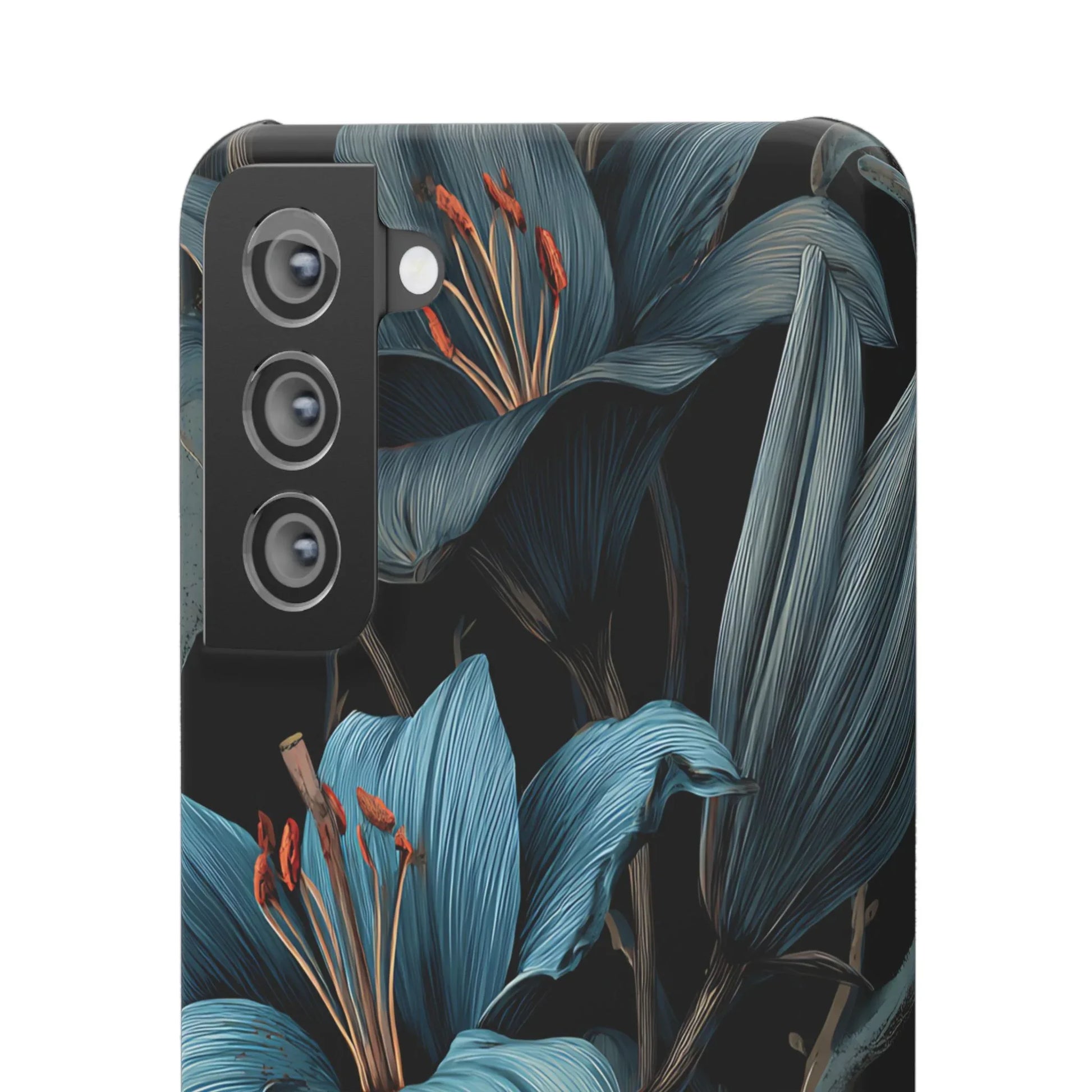 Blue Lily Floral Phone Case for iPhone 11-17 and Galaxy S20-S25 - KARARMDESIGN
