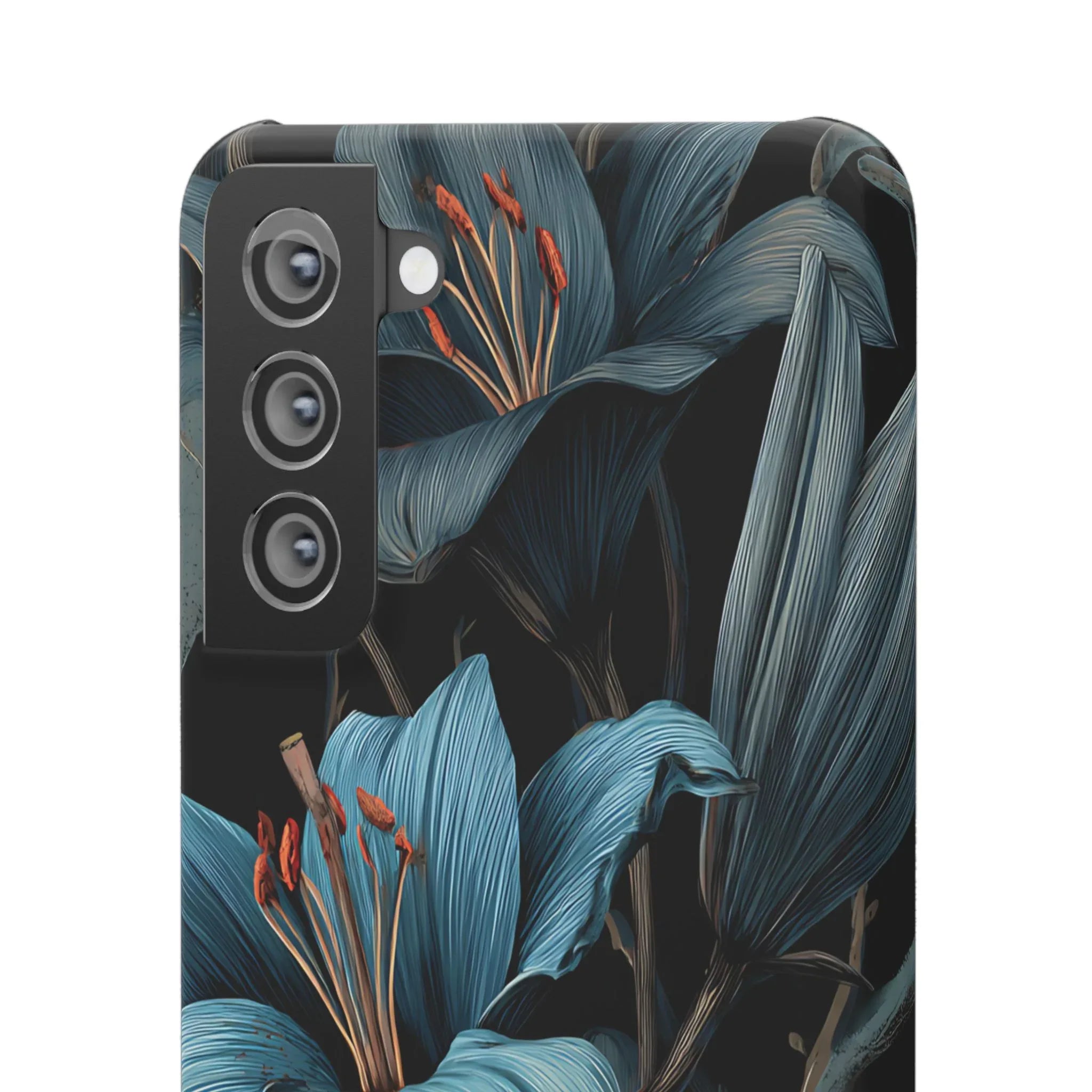 Blue Lily Floral Phone Case for iPhone 11-17 and Galaxy S20-S25 - KARARMDESIGN