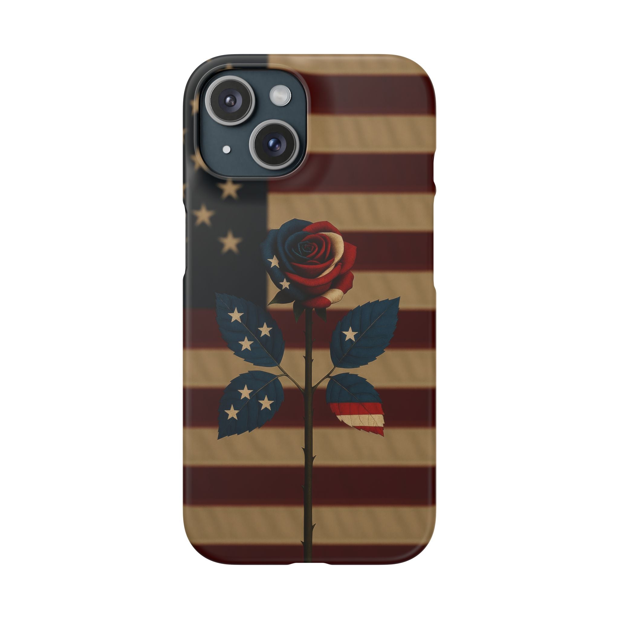 American Rose Flag Phone Case for iPhone 8-17 and Galaxy S20-S26