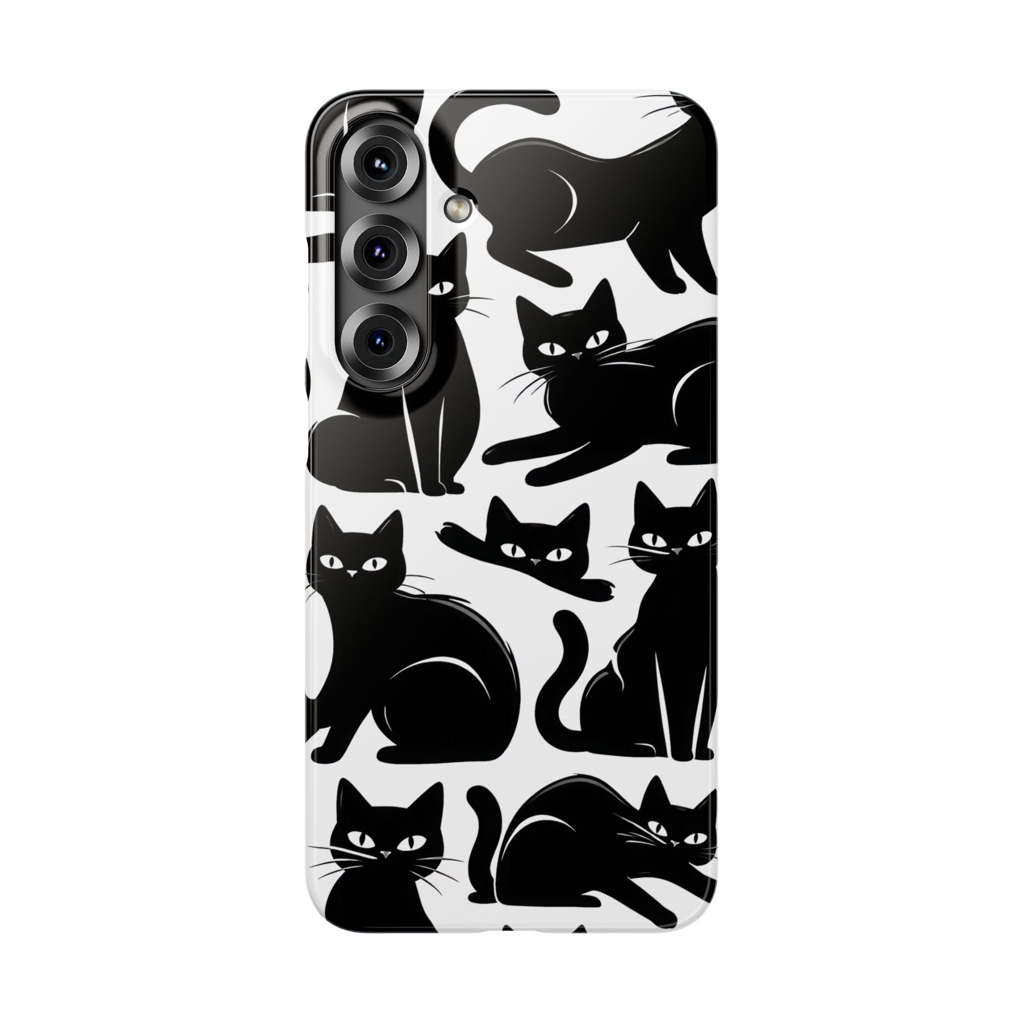 Black Cats Phone Case for iPhone 11-17 and Galaxy S20-S26