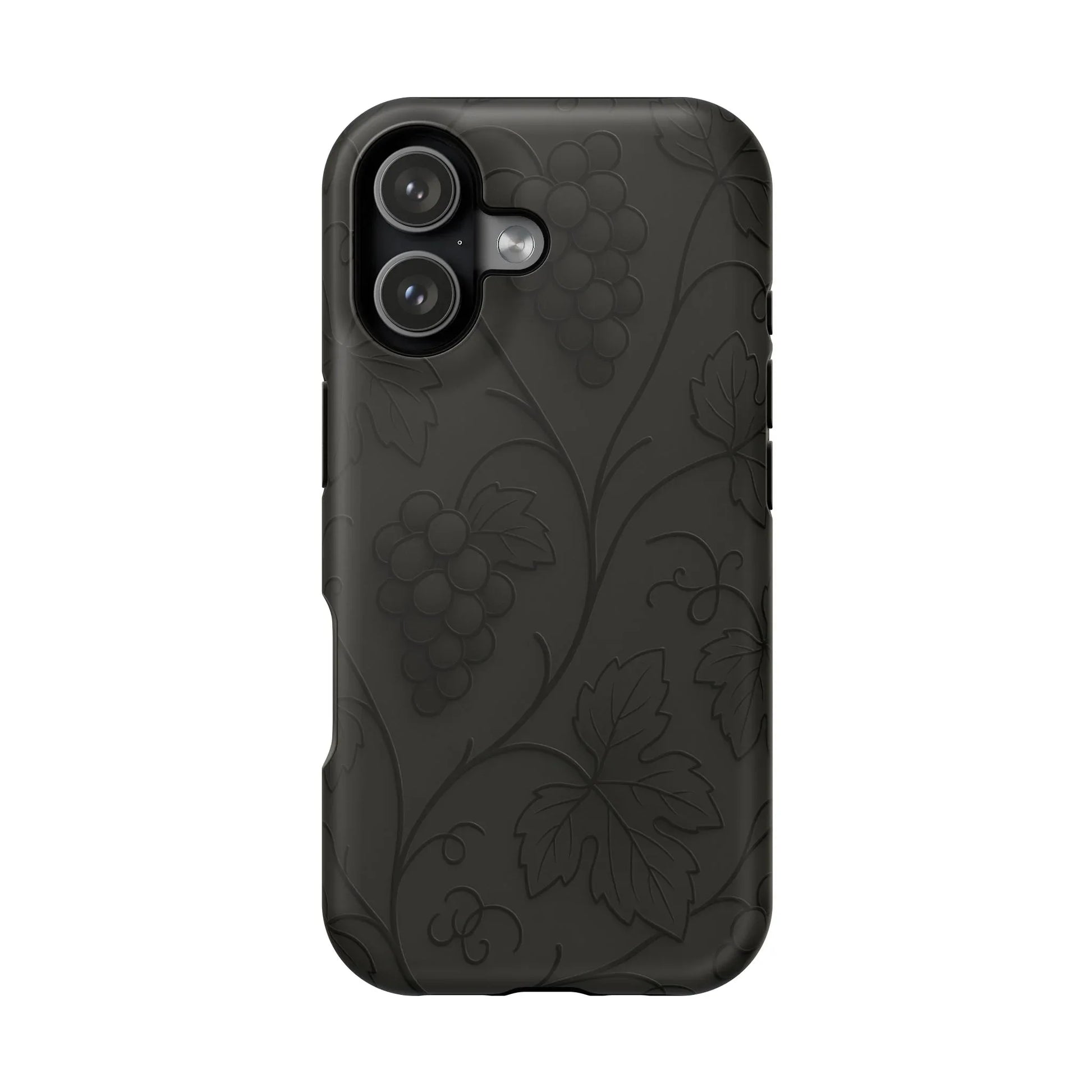 Elegant Embossed Grape Leaf Black Phone Case for iPhone and Galaxy - KARARMDESIGN
