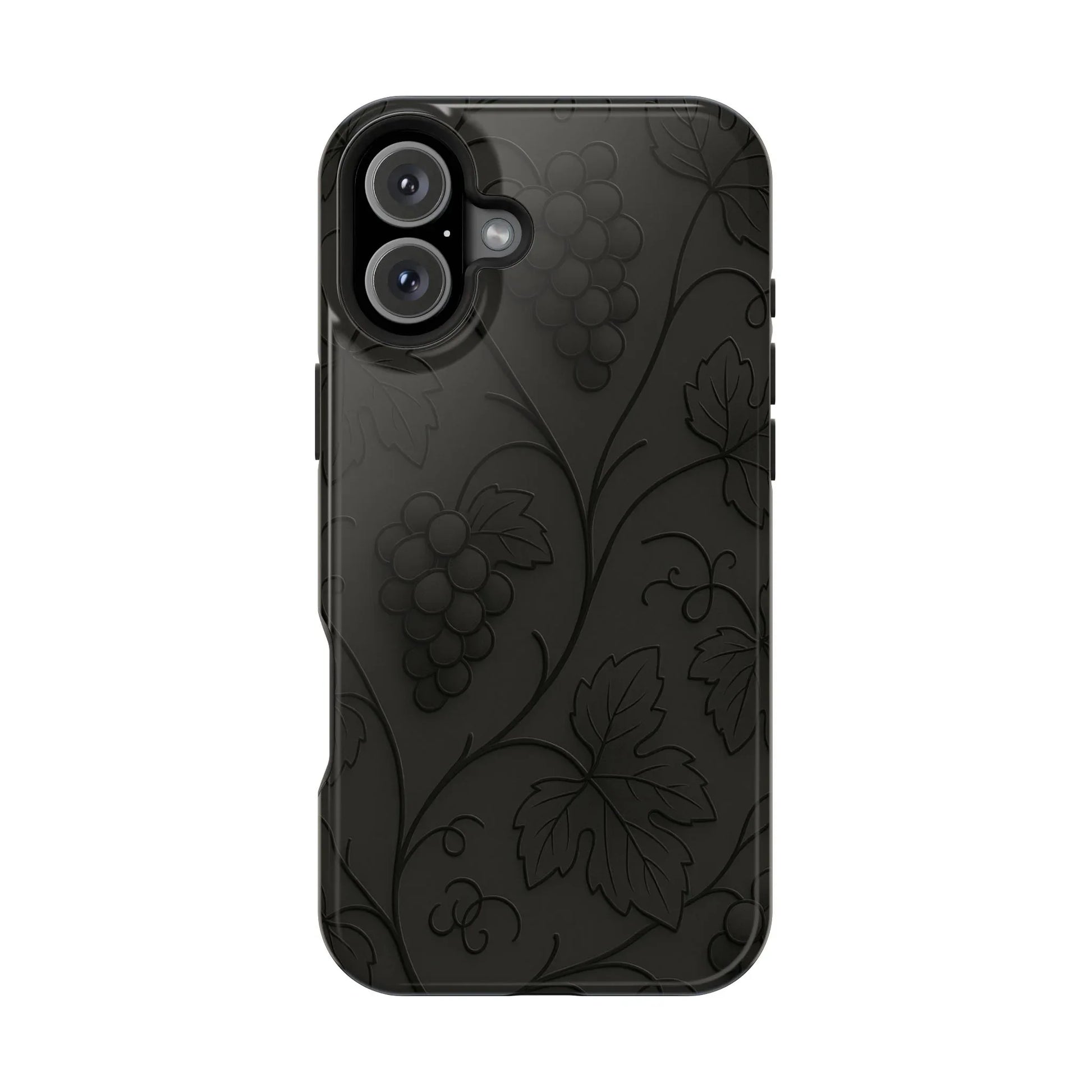 Elegant Embossed Grape Leaf Black Phone Case for iPhone and Galaxy - KARARMDESIGN