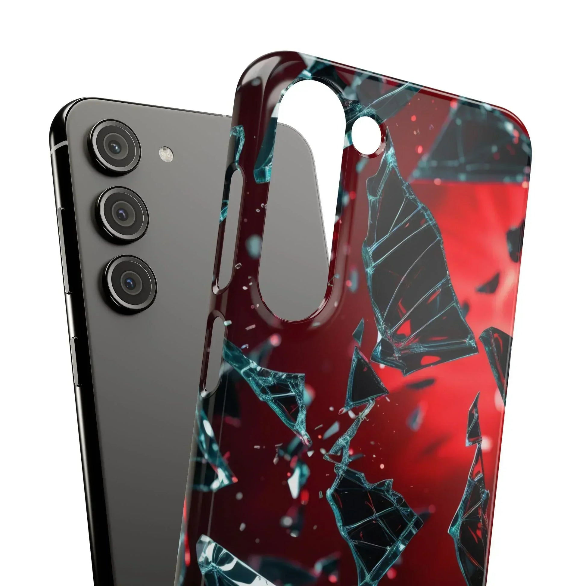 "Crimson Impact" Realistic Glass Shard Snap Phone Case for iPhone 7-16 and Samsung Galaxy S10-S24 Models - KarArmDesign
