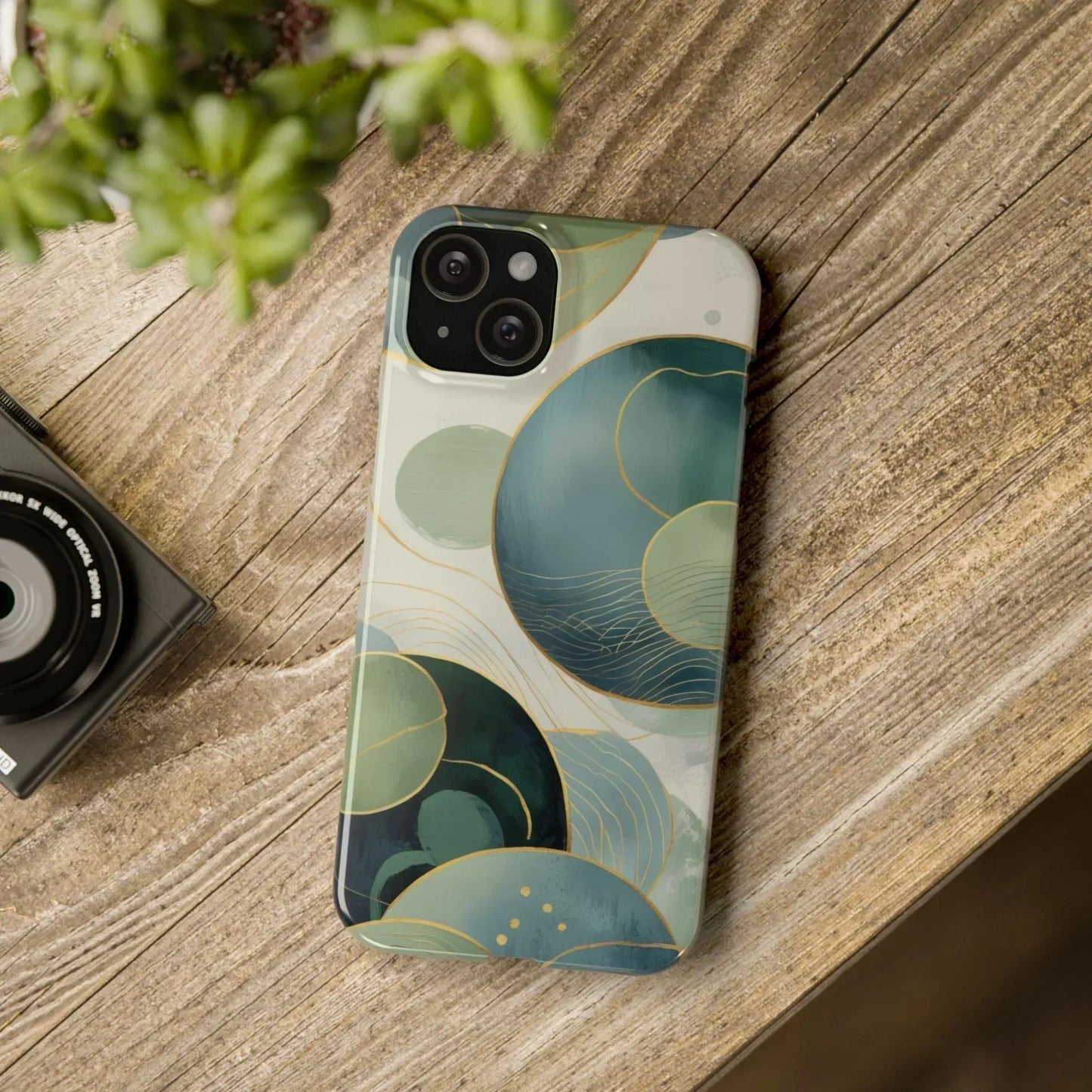 Abstract Teal Slim Phone Case for iPhone 12-16 Models - KarArmDesign