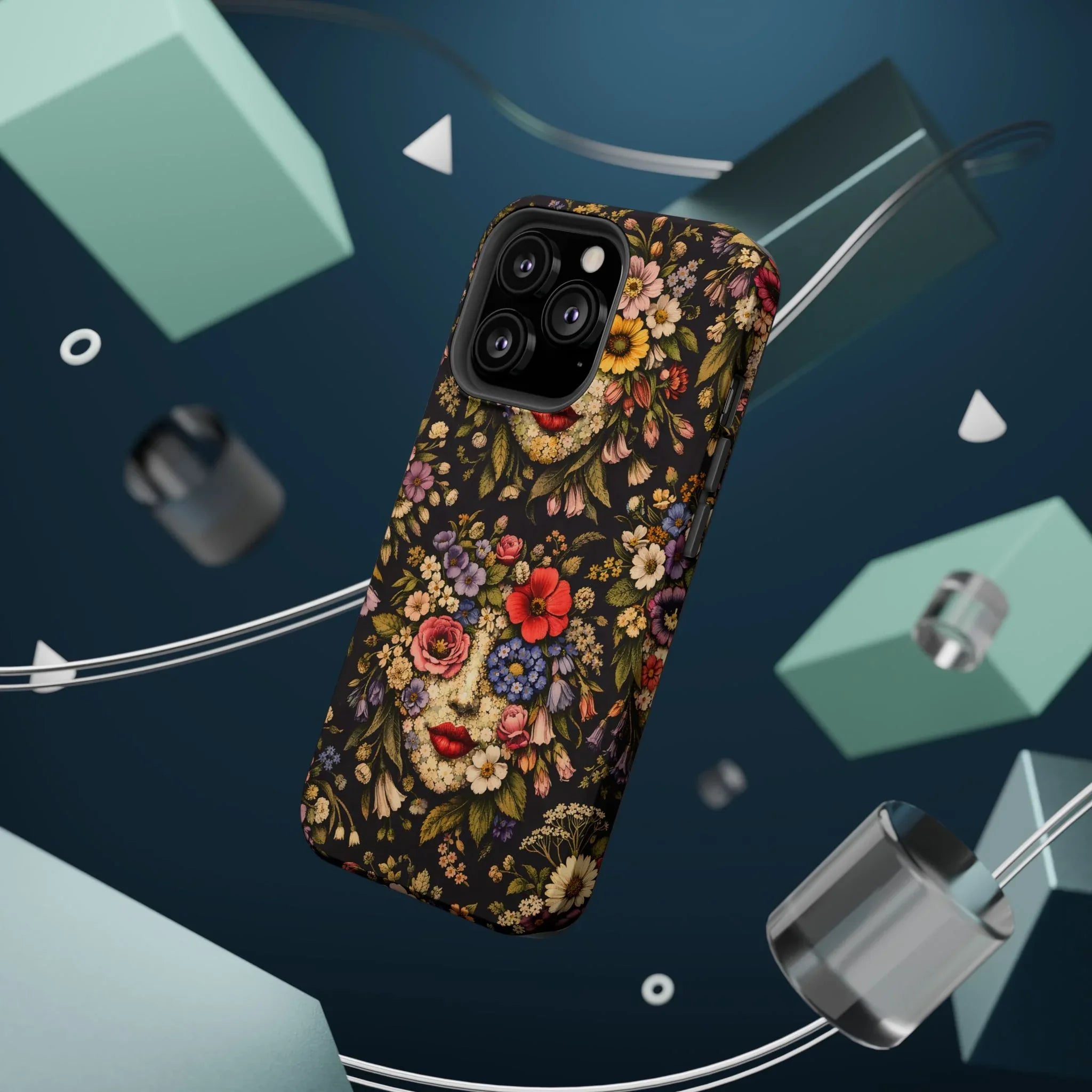 Vintage Flower Face Phone Case for iPhone 13-17 - KARARMDESIGN