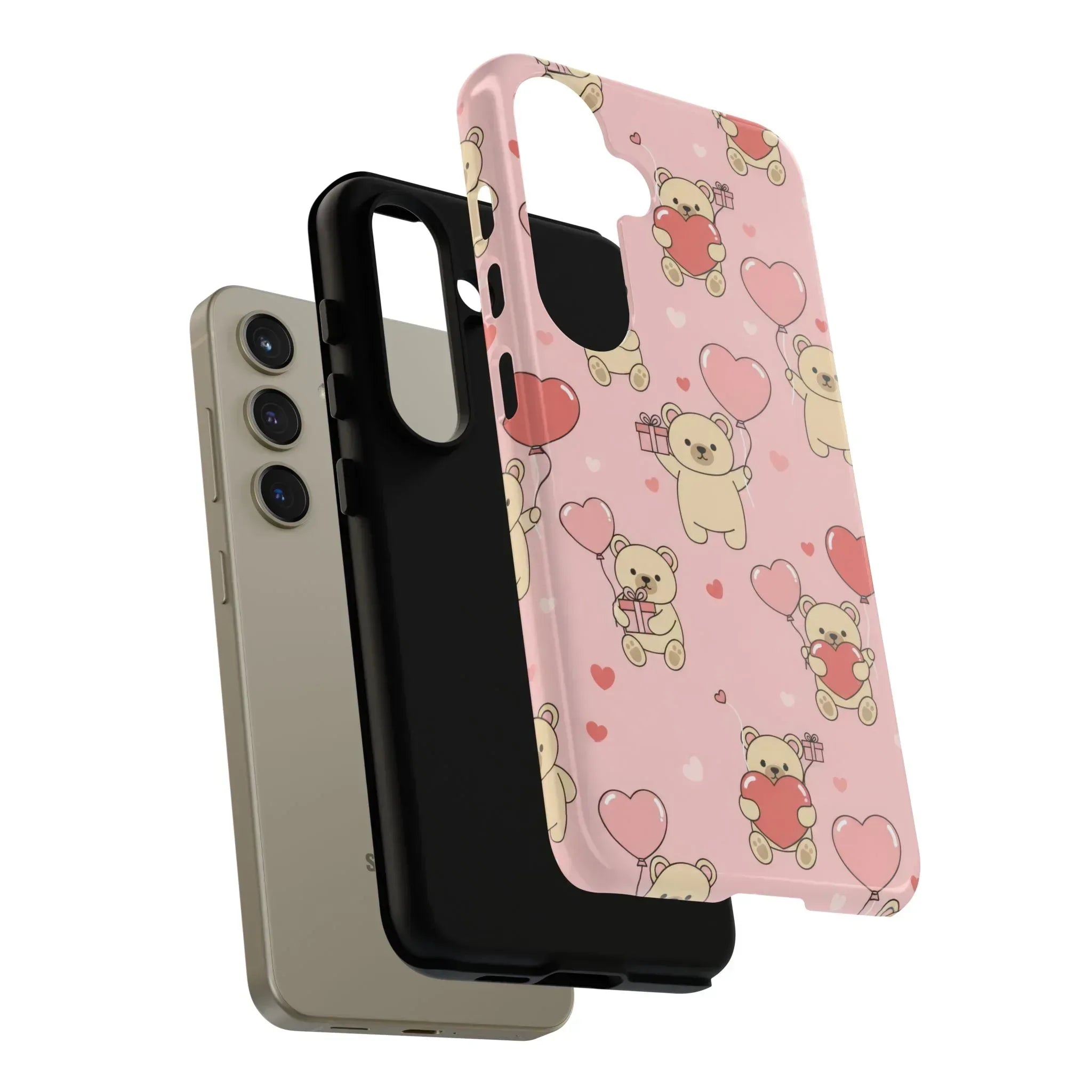 Teddy's Valentine Parade Phone Case for iPhone 11-17 and Galaxy S21-S25 - KARARMDESIGN