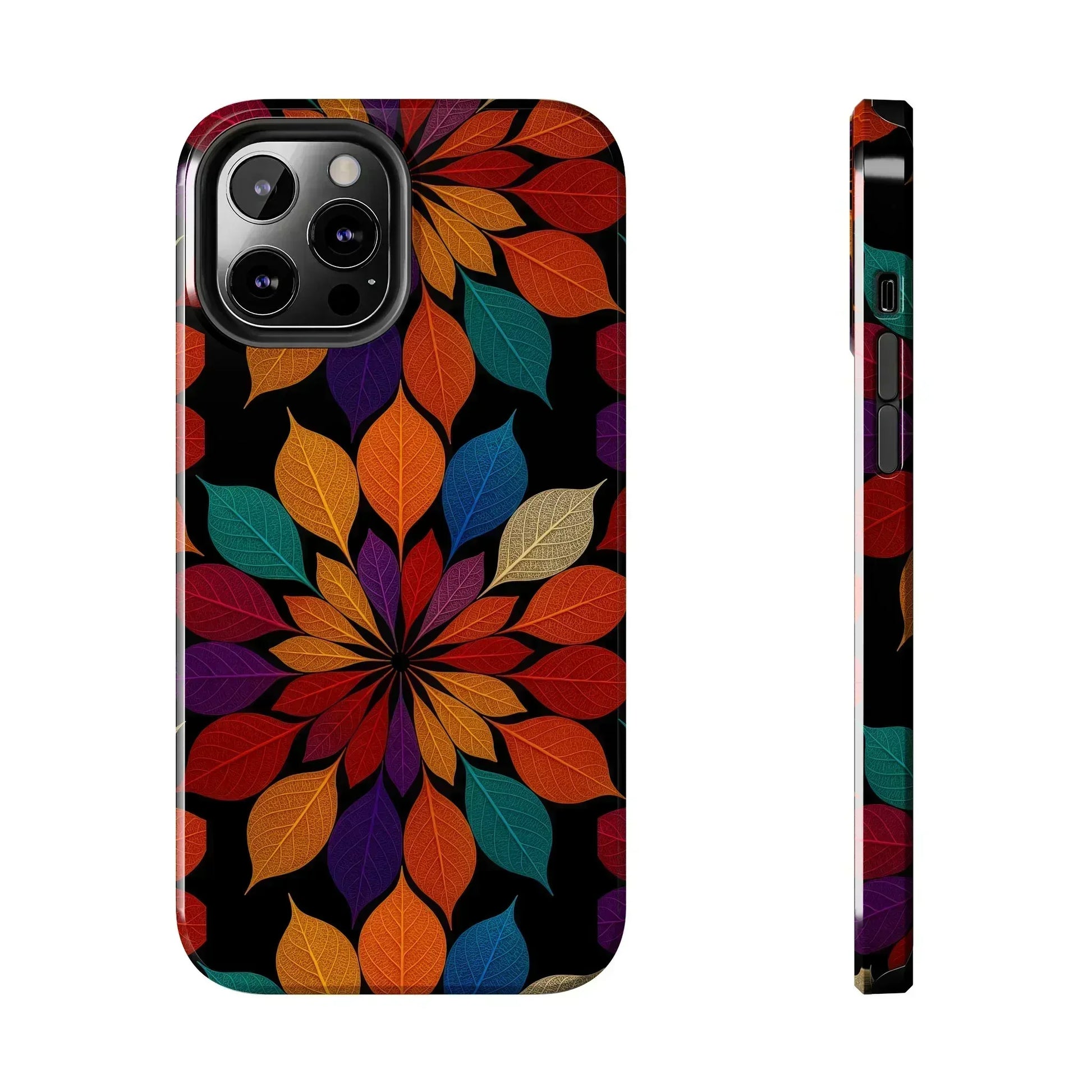 Leaf Mandala Phone Case for iPhone 11-16 and Galaxy S21-S24 - KARARMDESIGN