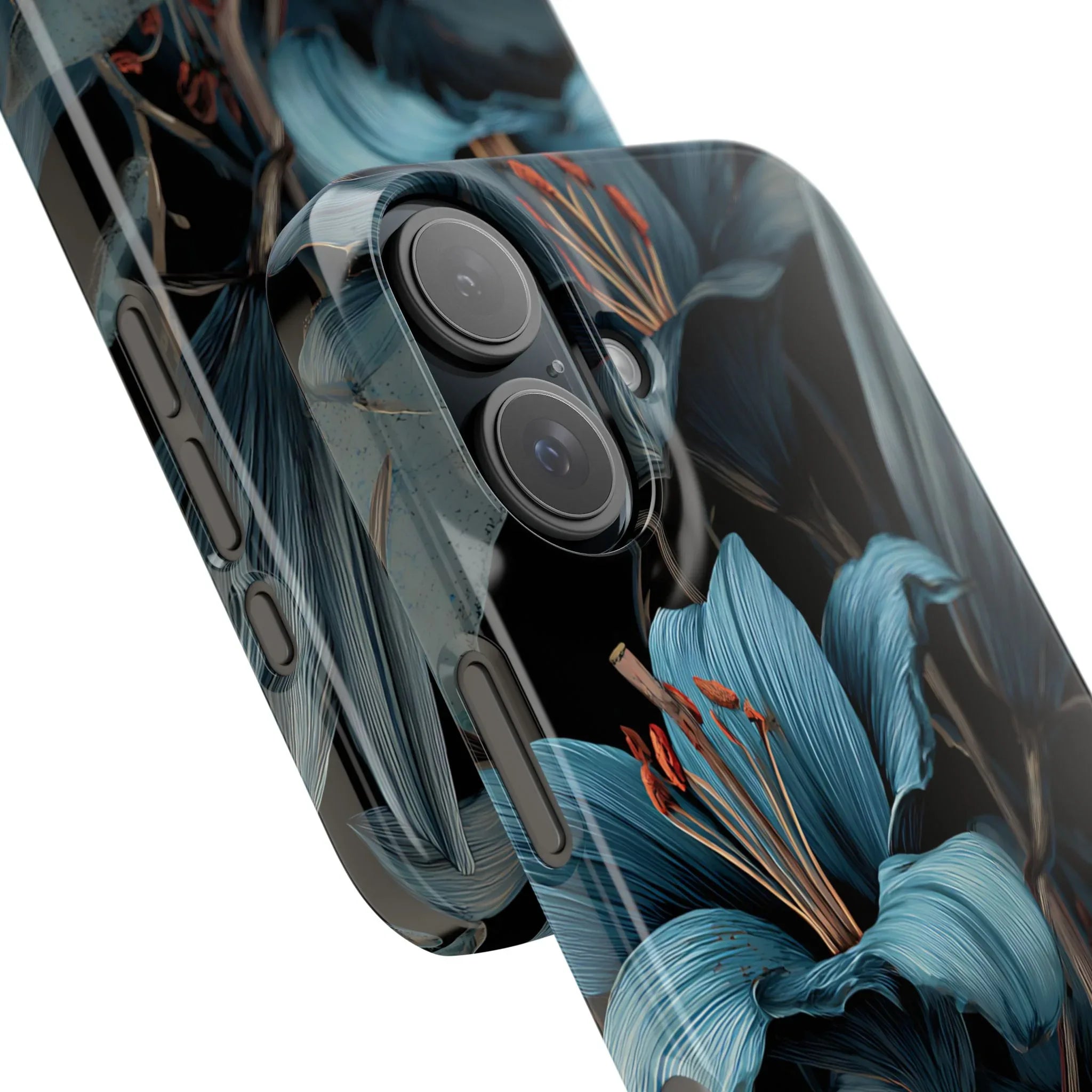 Blue Lily Floral Phone Case for iPhone 11-17 and Galaxy S20-S25 - KARARMDESIGN