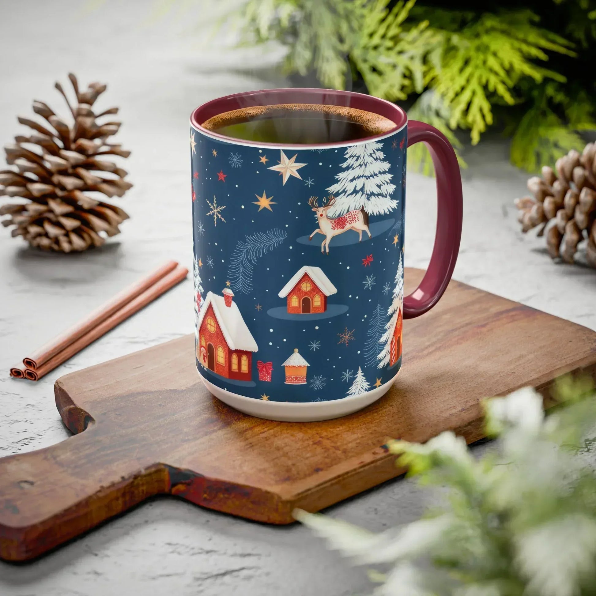 Dark Blue Christmas Mug - Colorful Mugs (11oz, 15oz) - KARARMDESIGN