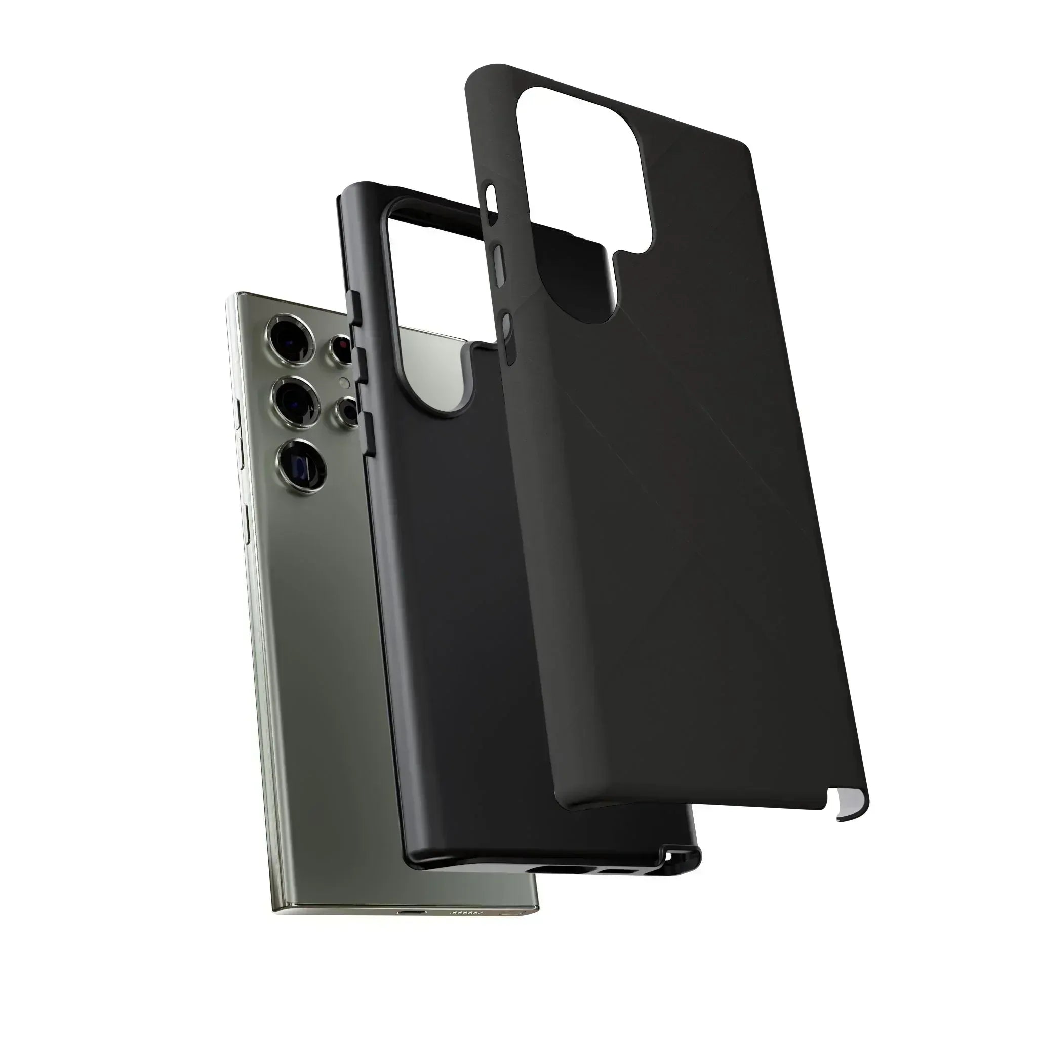 Matte Black Diagonal Line Phone Case for iPhone 8-16 and Galaxy S10-S25 - KARARMDESIGN