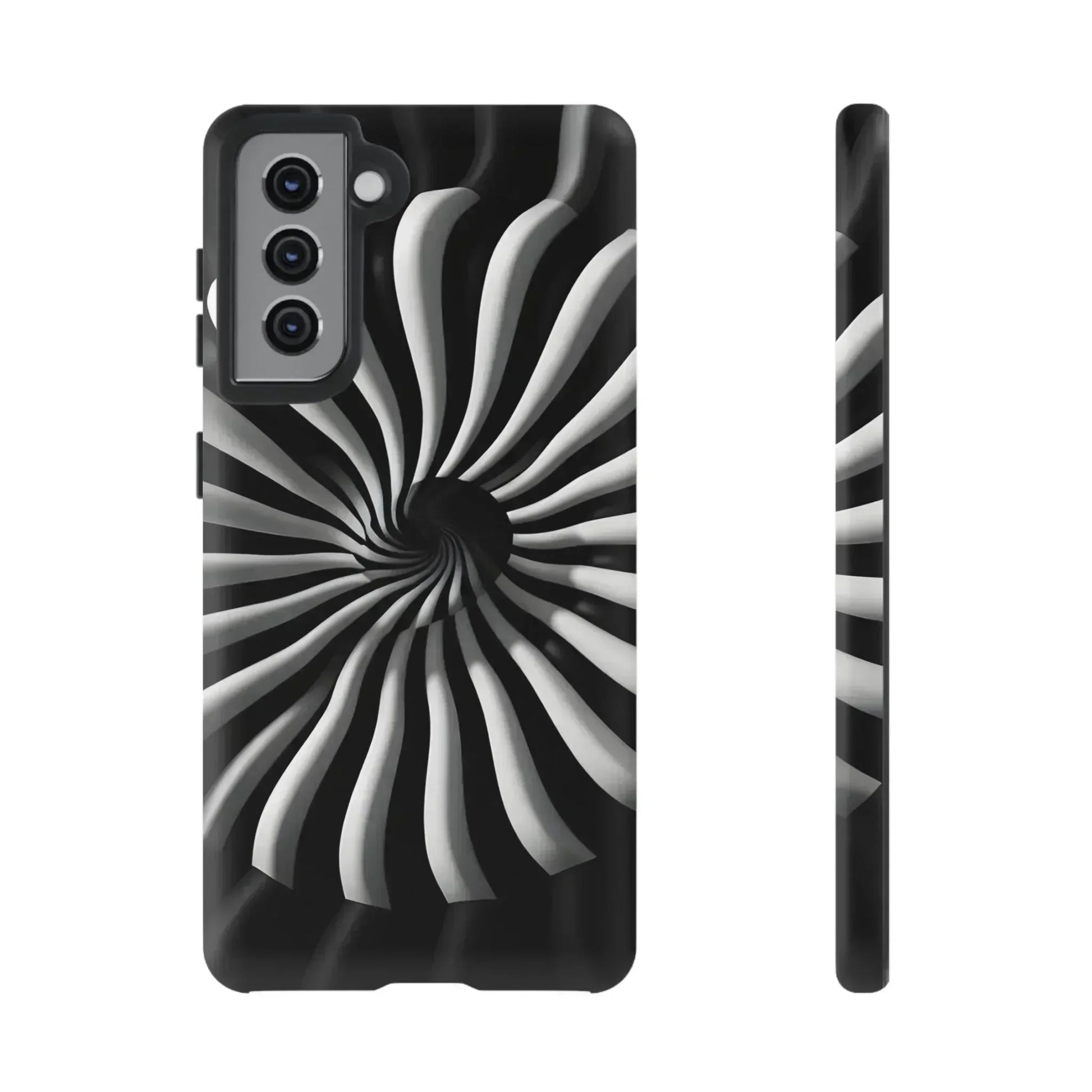 Hypnotic Black and White Spiral Phone Case for iPhone & Galaxy - KARARMDESIGN