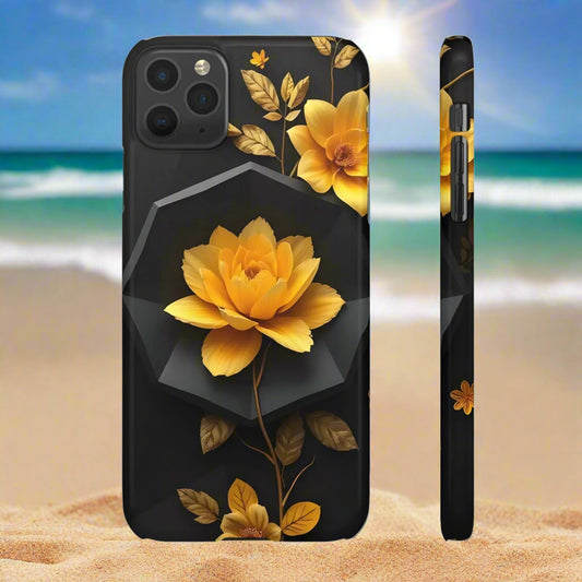 Yellow Floral Phone Case for iPhone 7-16 and Samsung Galaxy S10-S24 Models - KarArmDesign