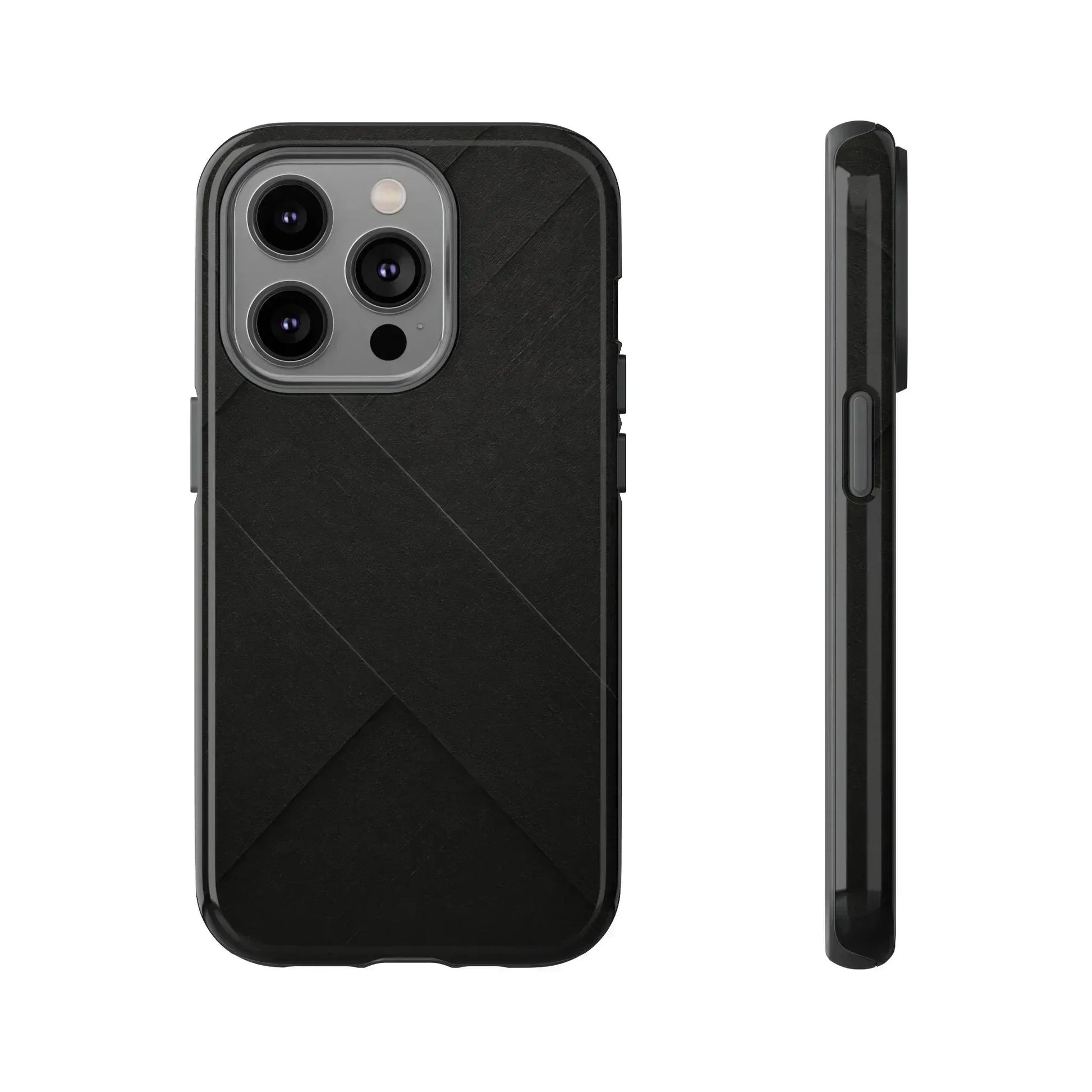 Matte Black Diagonal Line Phone Case for iPhone 8-16 and Galaxy S10-S25 - KARARMDESIGN