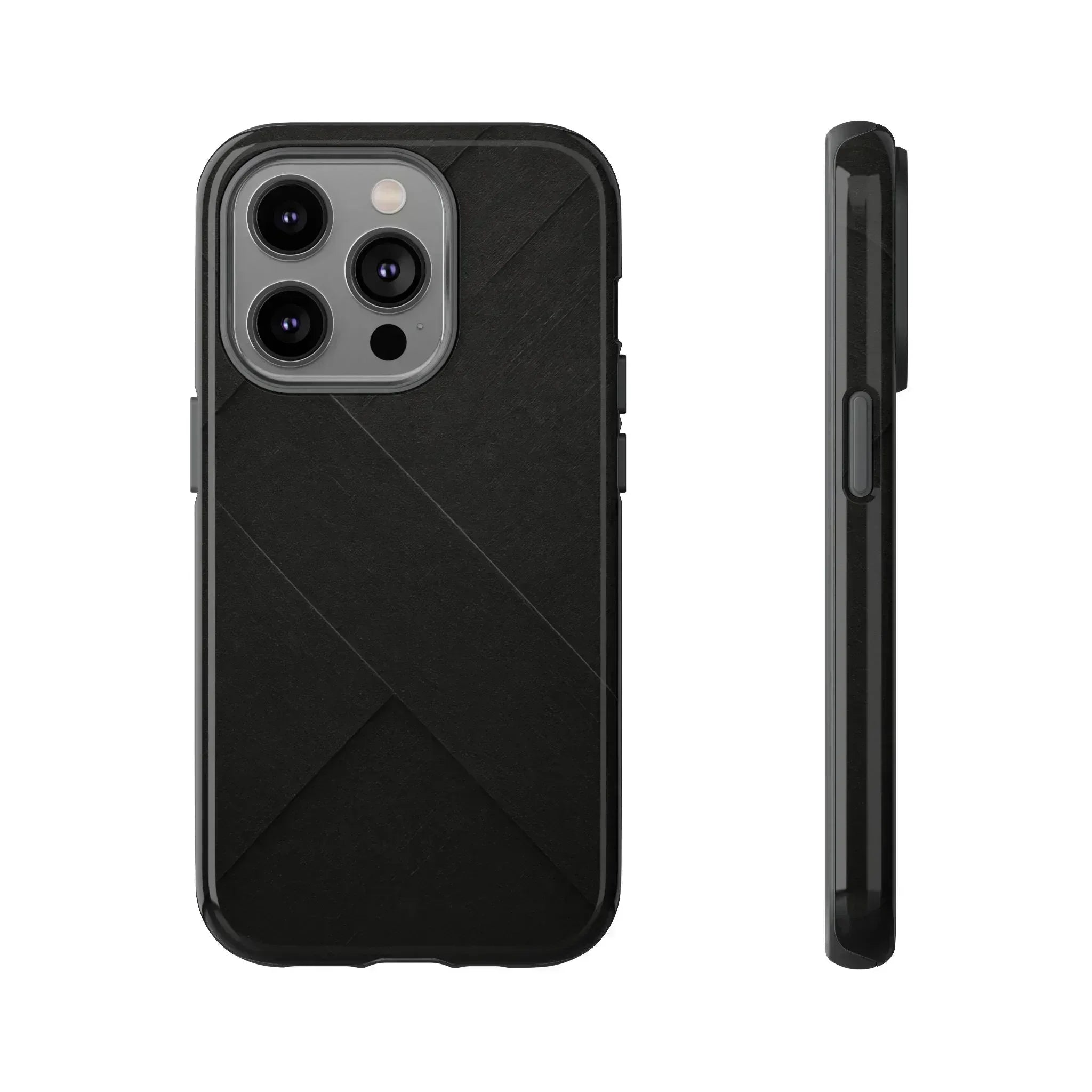 Matte Black Diagonal Line Phone Case for iPhone 8-16 and Galaxy S10-S25 - KARARMDESIGN
