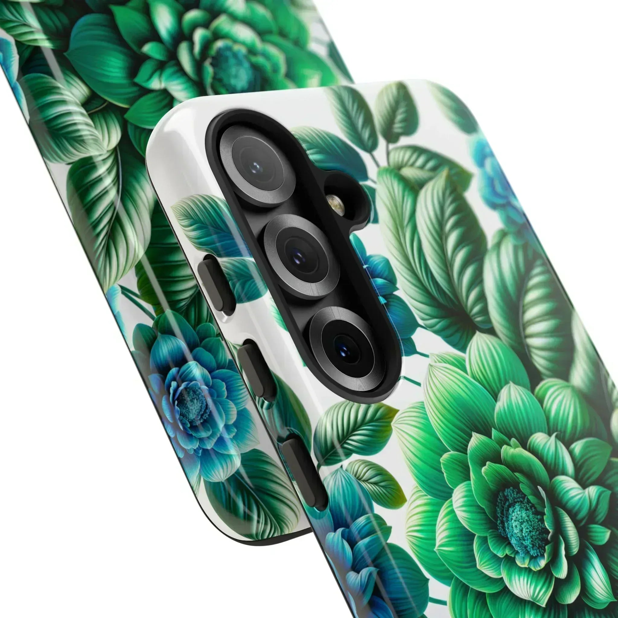 Green and Blue Floral Phone Case for Galaxy S10-S25 - KARARMDESIGN