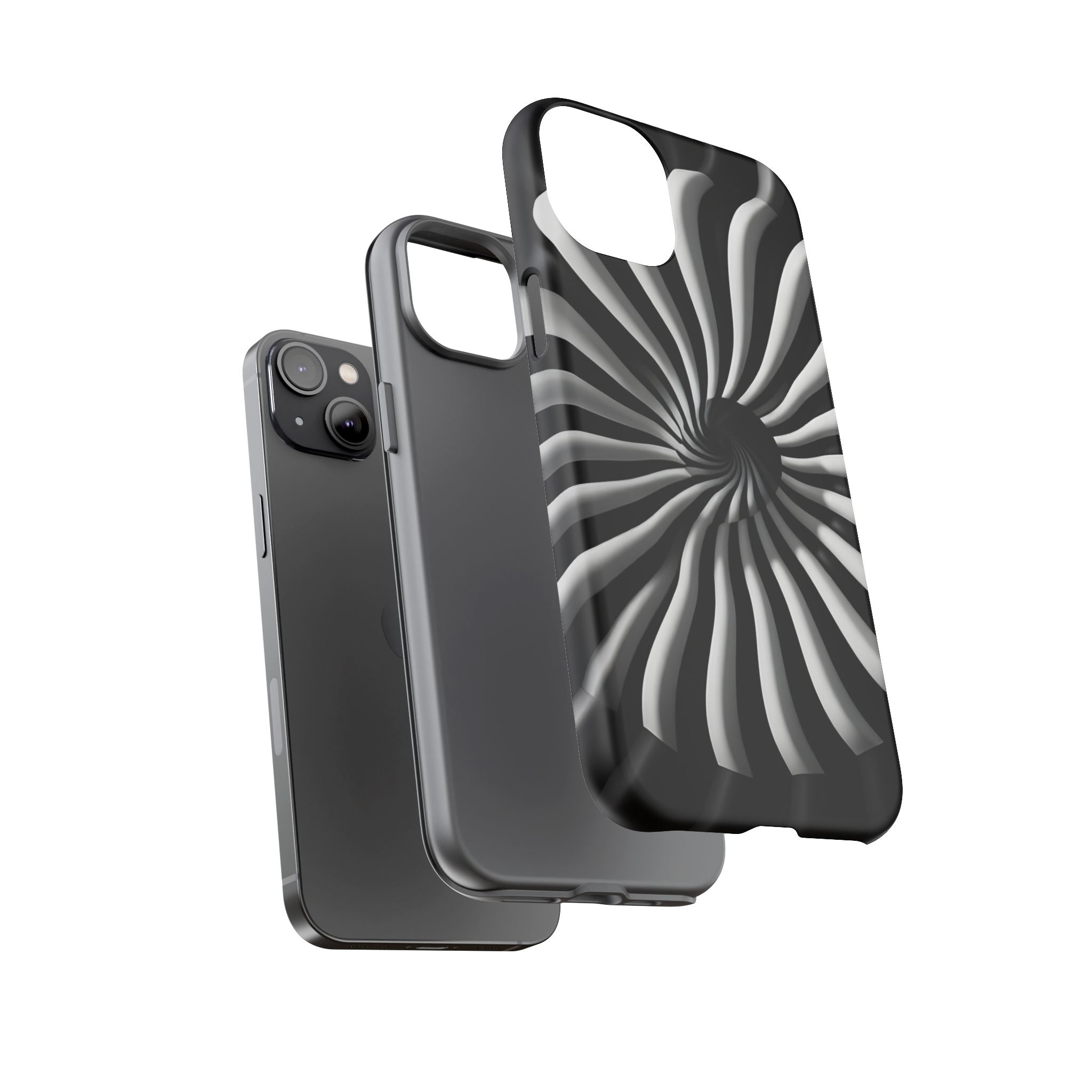 Hypnotic Black and White Spiral Phone Case – Optical Illusion Design for iPhone & Galaxy
