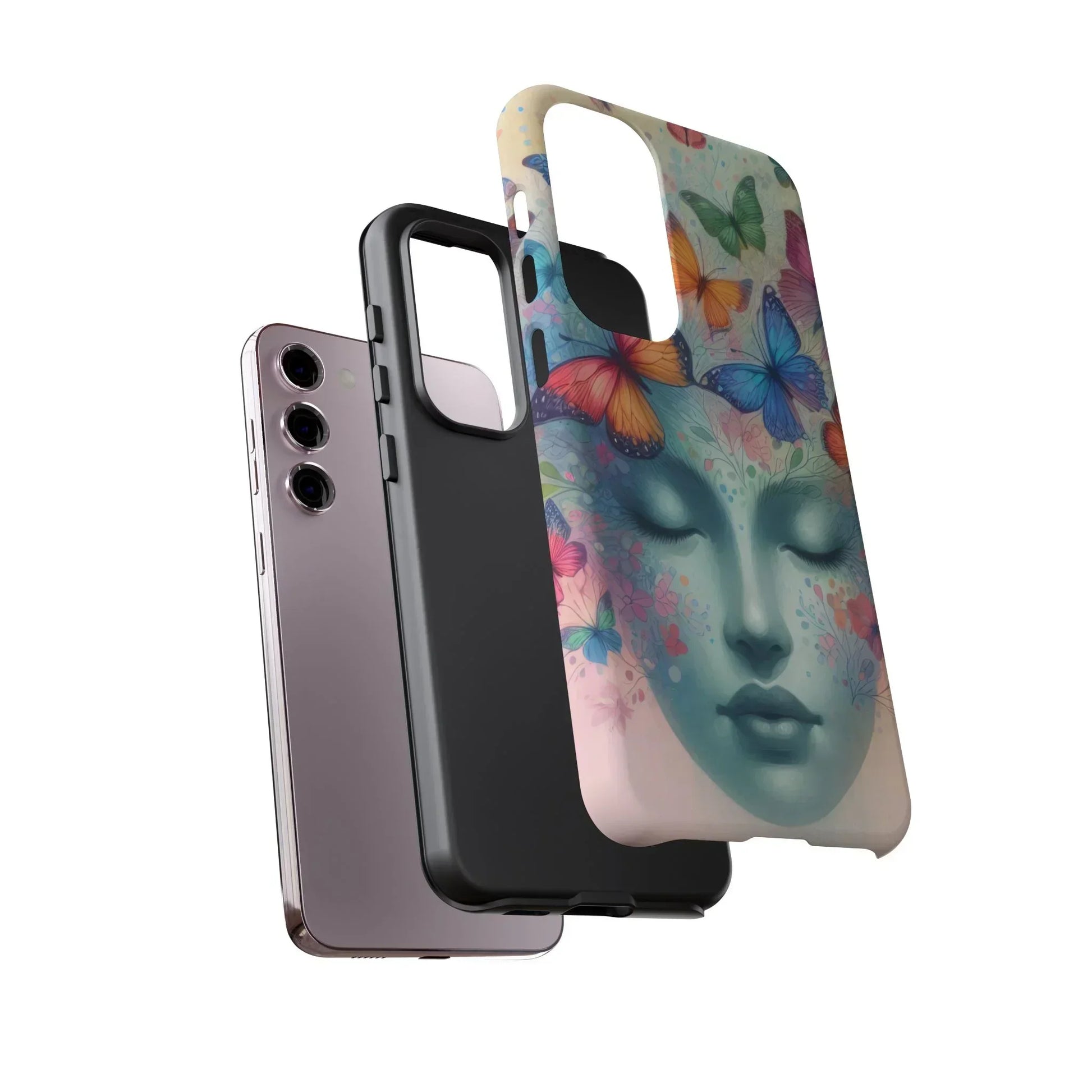 Butterfly Bloom Dreamy Woman Phone Case for Galaxy and Pixel - KarArmDesign