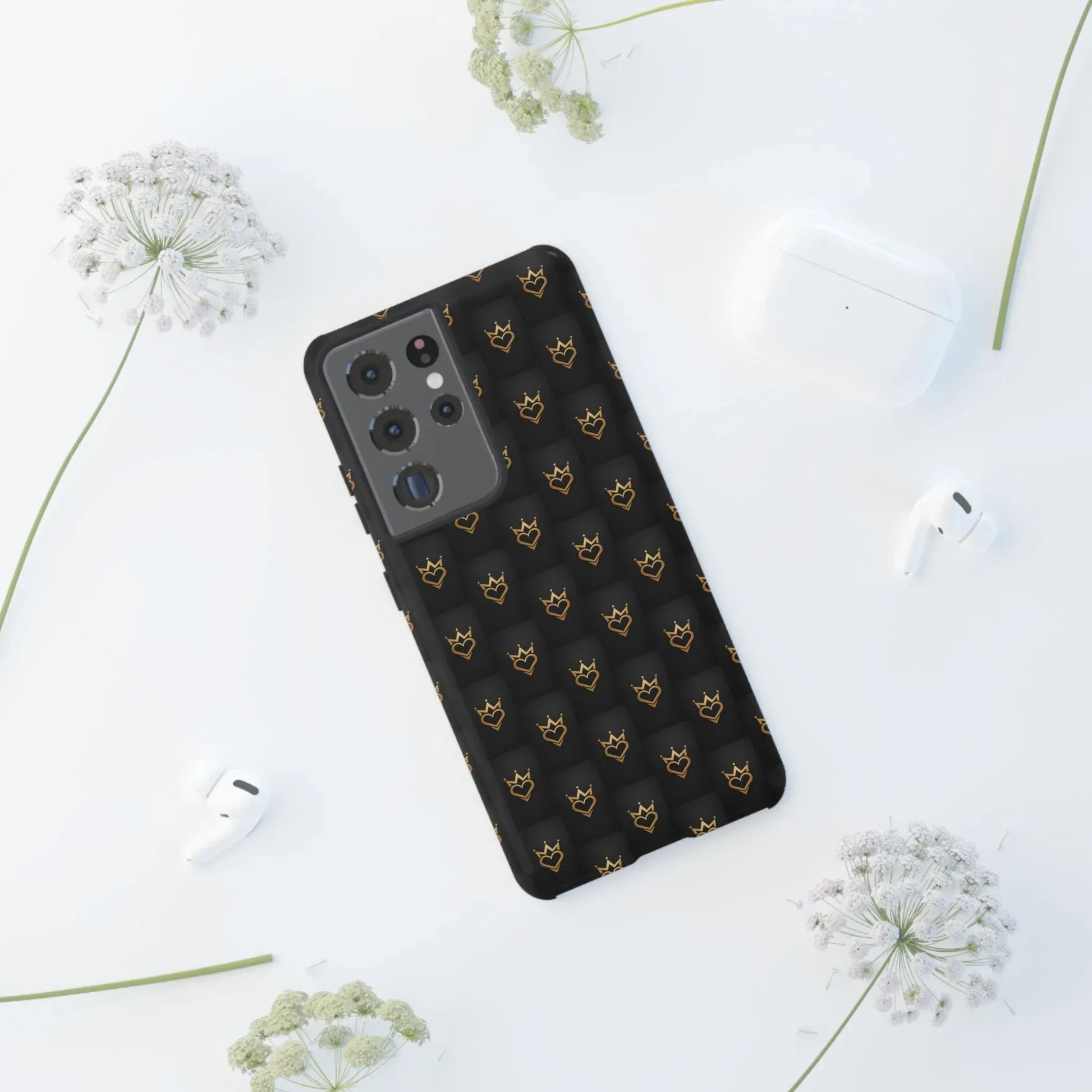 Crowned Heart Doodle Phone Case for iPhone 11-17 & Galaxy S10-S25 - KARARMDESIGN