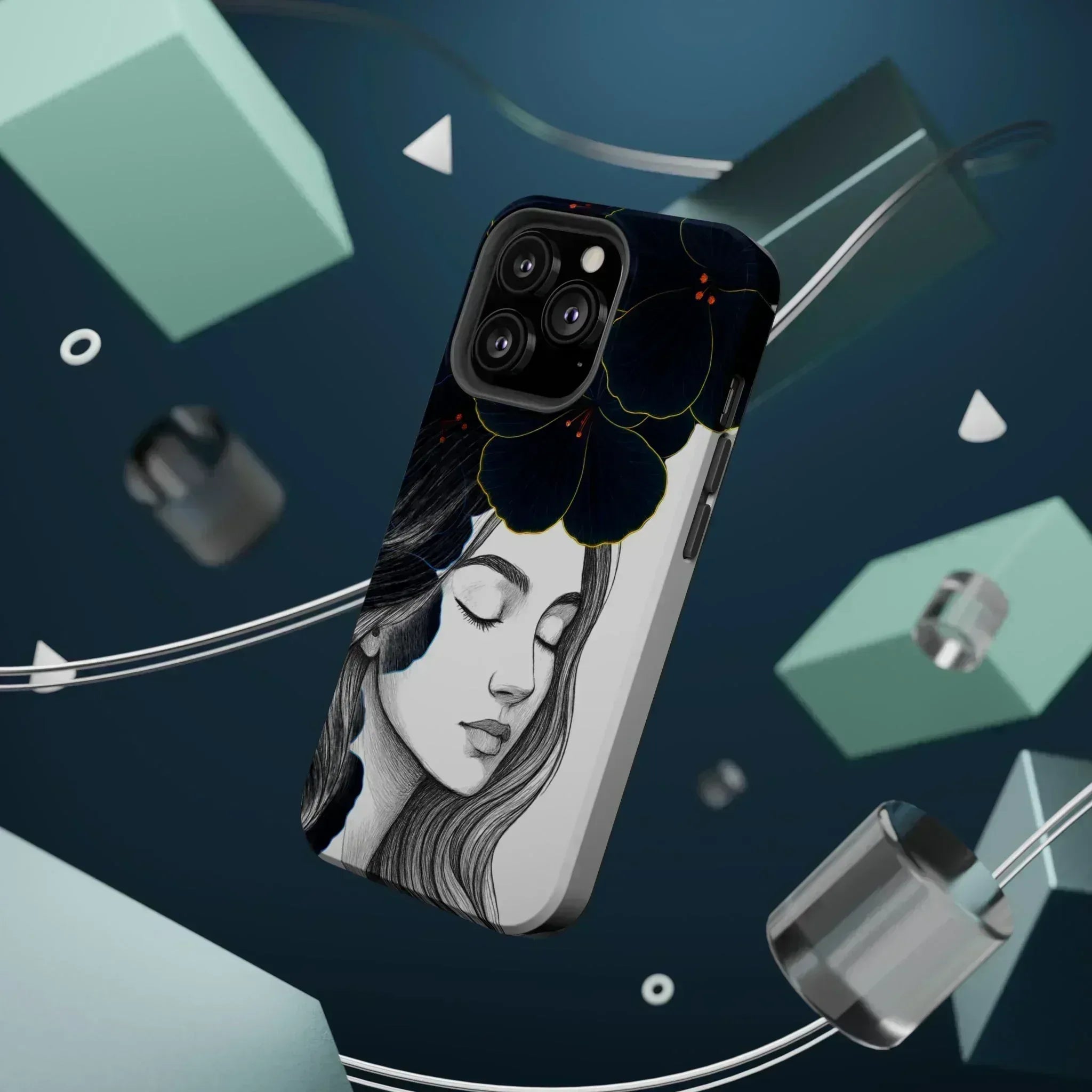 Dark Floral Elegance Phone Case for iPhone 13-16 - KARARMDESIGN