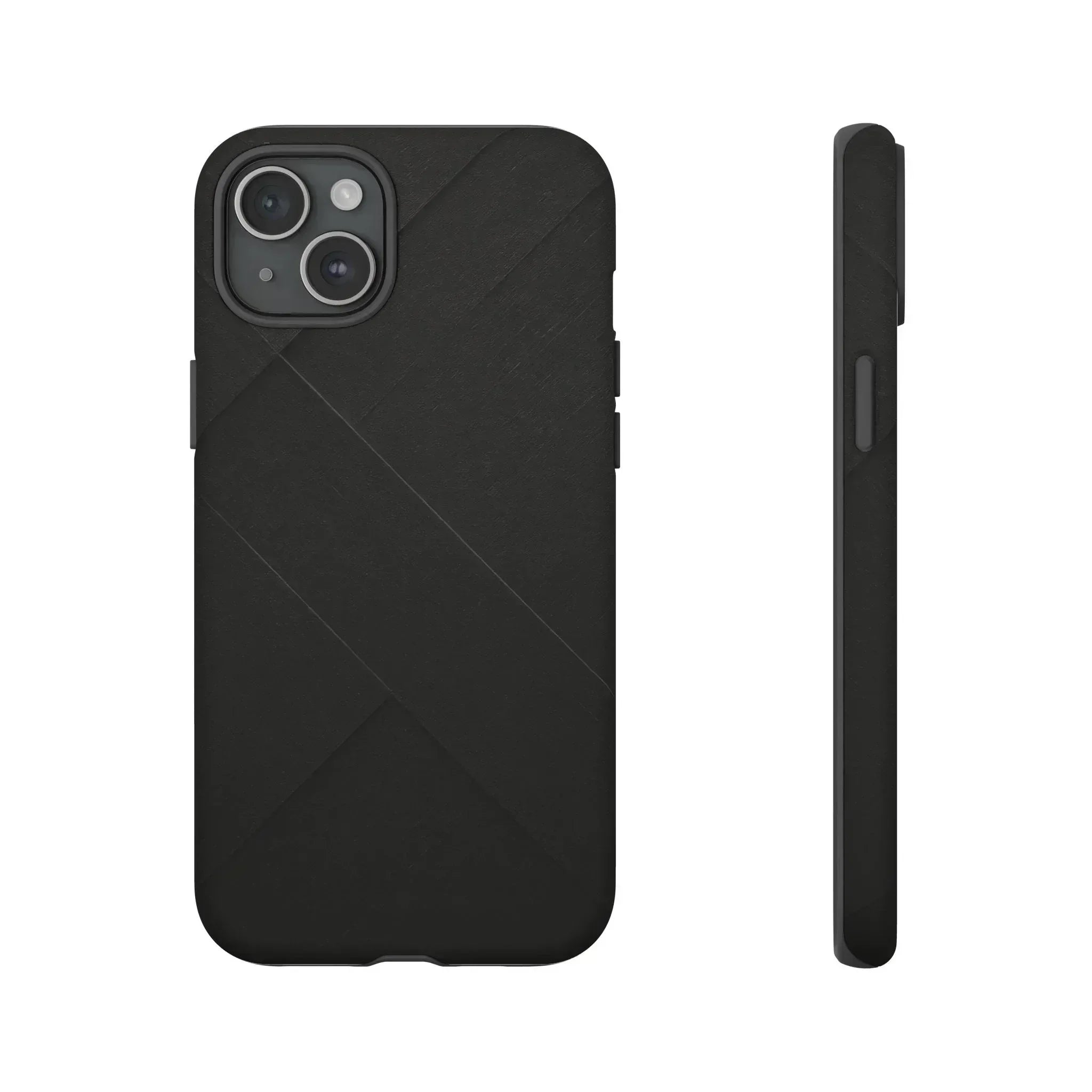 Matte Black Diagonal Line Phone Case for iPhone 8-16 and Galaxy S10-S25 - KARARMDESIGN