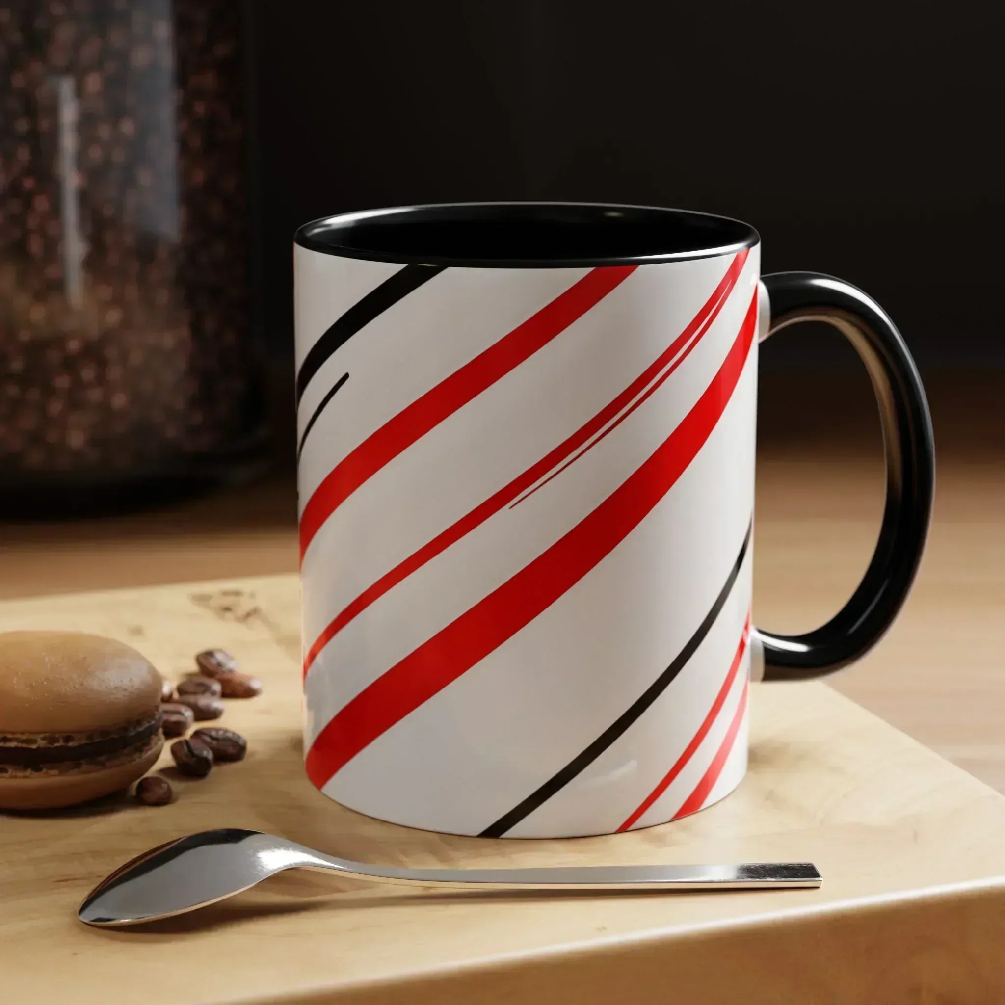Bold Elegance – Red & Black Swirl Accent Coffee Mug - KARARMDESIGN