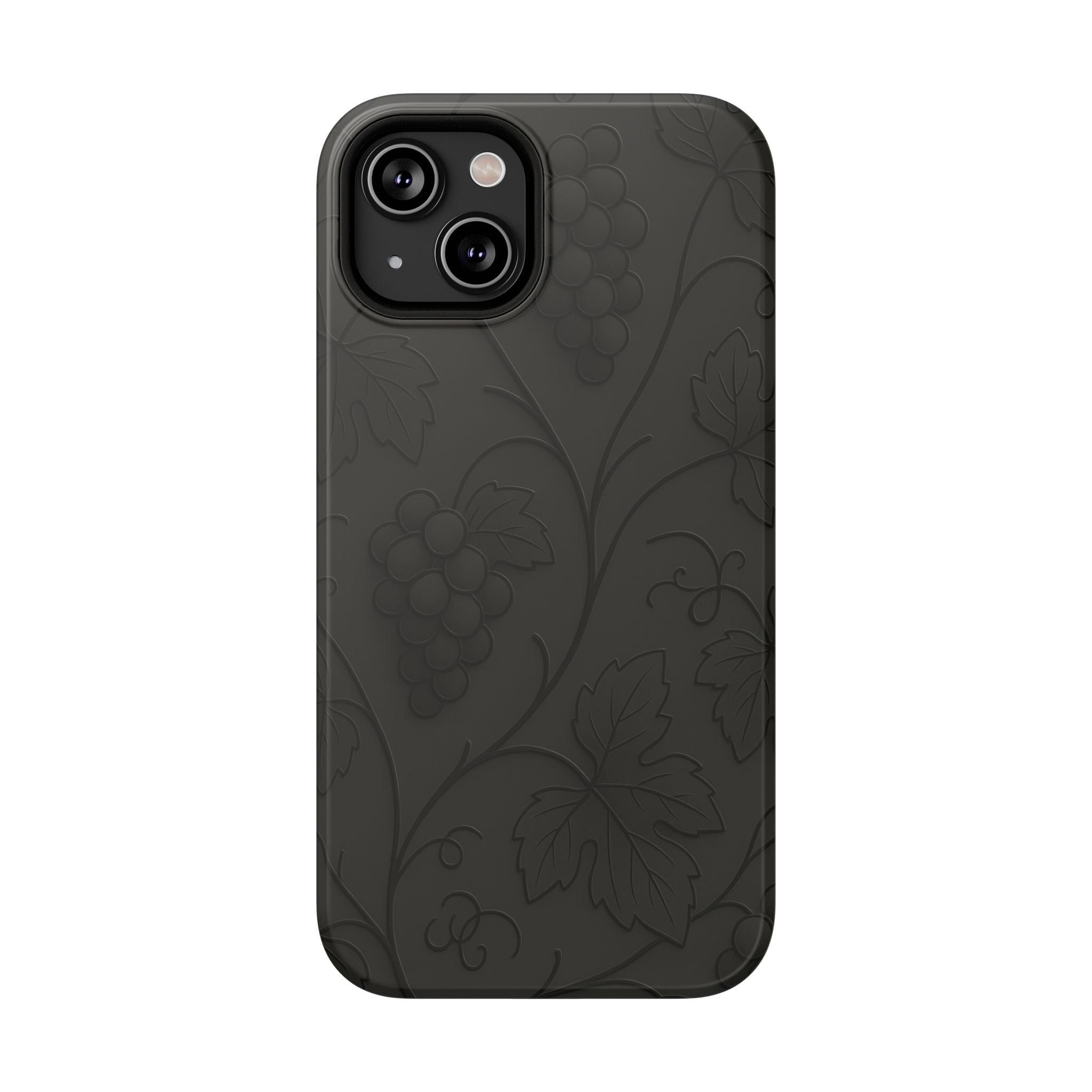 Embossed Grape Leaf Phone Case – Elegant Black Design for iPhone & Samsung