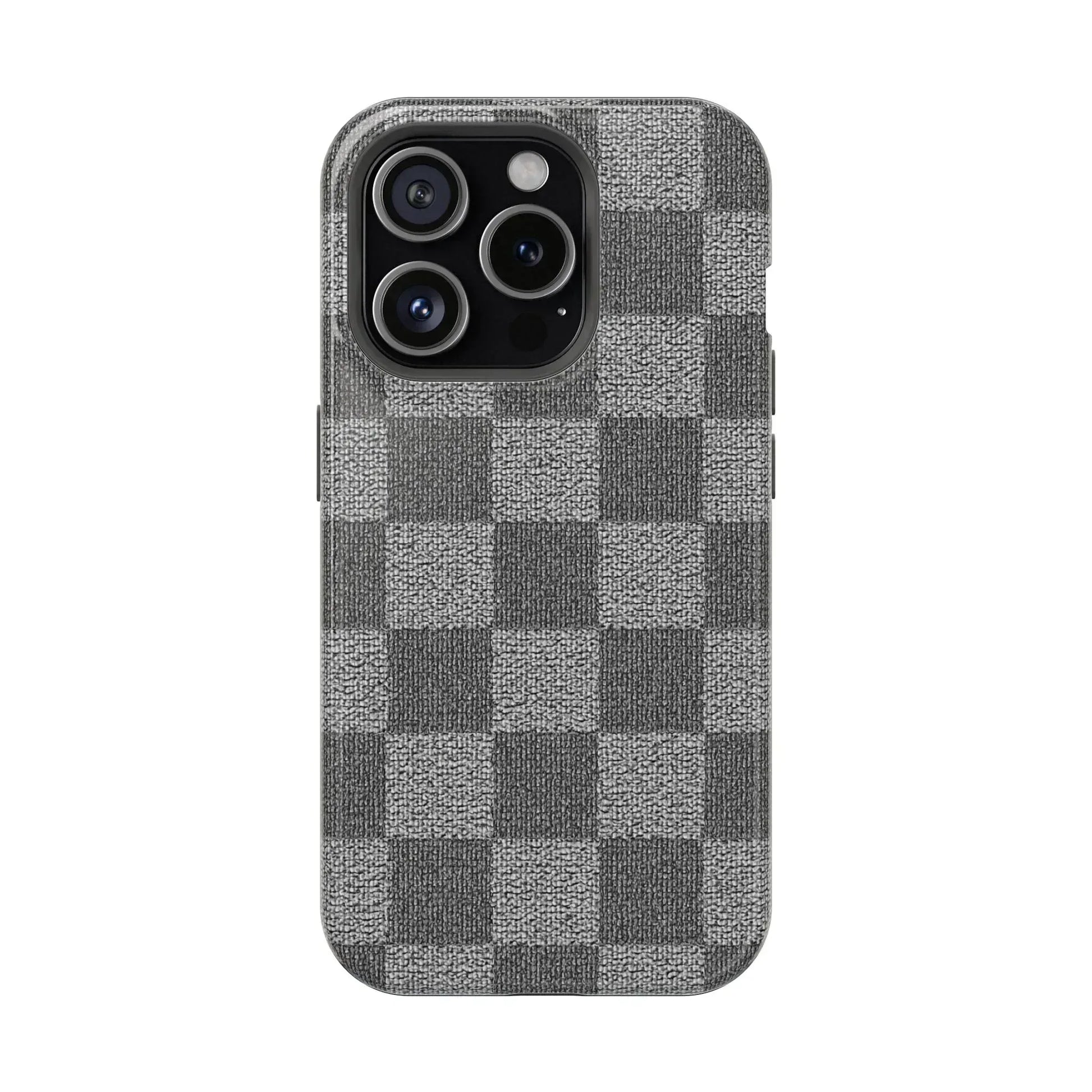 Gray Checkered Phone Case for iPhone 12-16 and Galaxy S21-S22 - KARARMDESIGN
