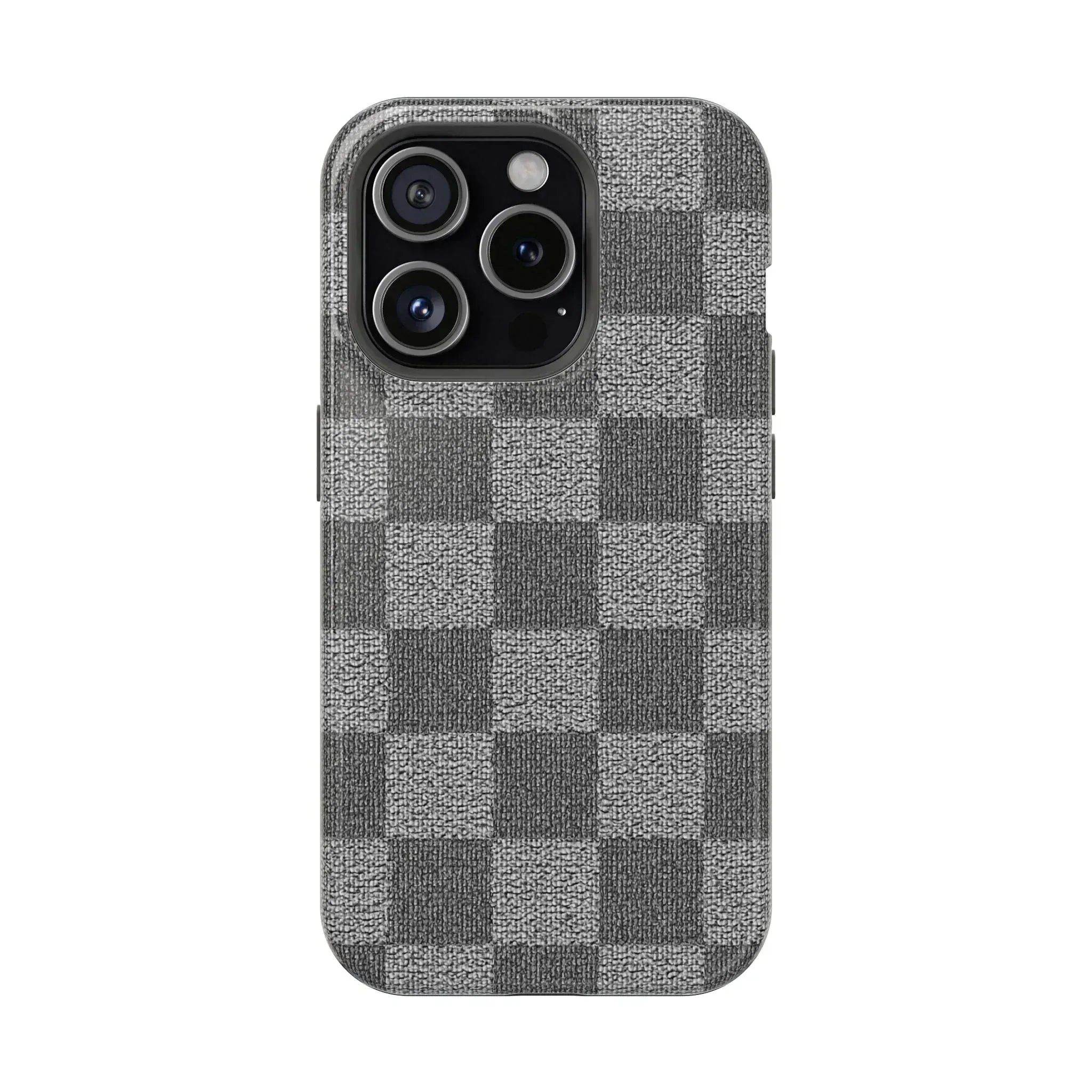 Gray Checkered Phone Case for iPhone 12-16 and Galaxy S21-S22 - KARARMDESIGN