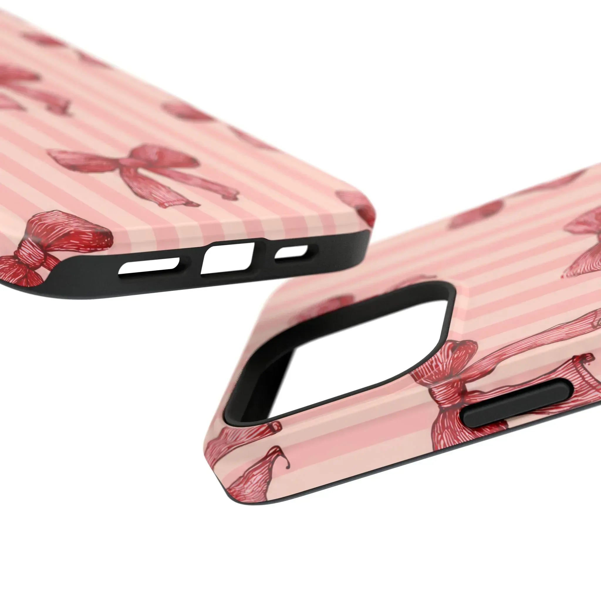 Red Bow Stripe Phone Case for iPhone 11-17 & Galaxy S21-S22 - KARARMDESIGN