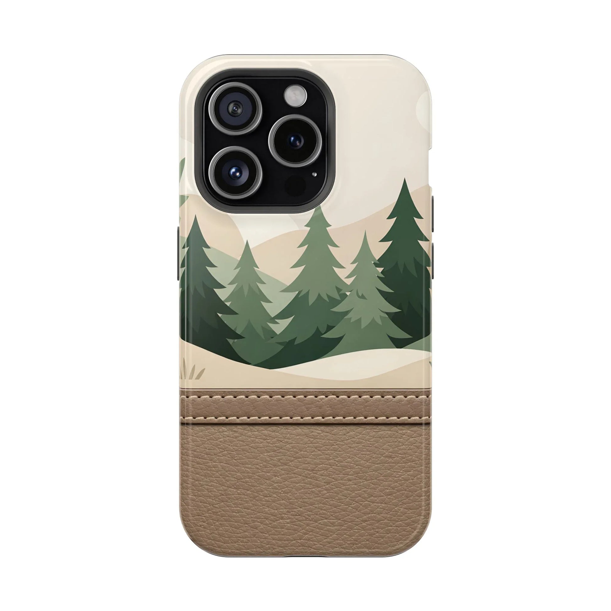 Forest Leather Phone Case for iPhone 11-17 and Galaxy S21-S25 - KARARMDESIGN