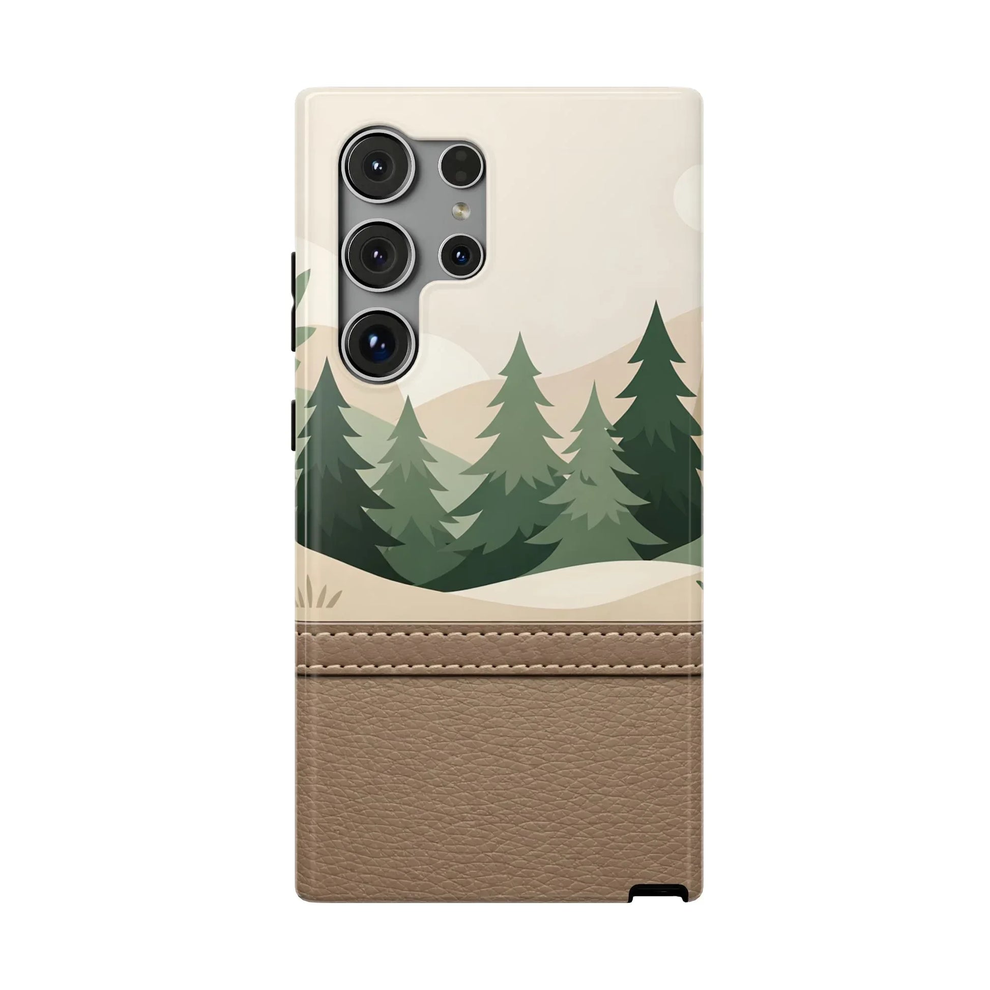 Forest Leather Phone Case for iPhone 11-17 and Galaxy S21-S25 - KARARMDESIGN