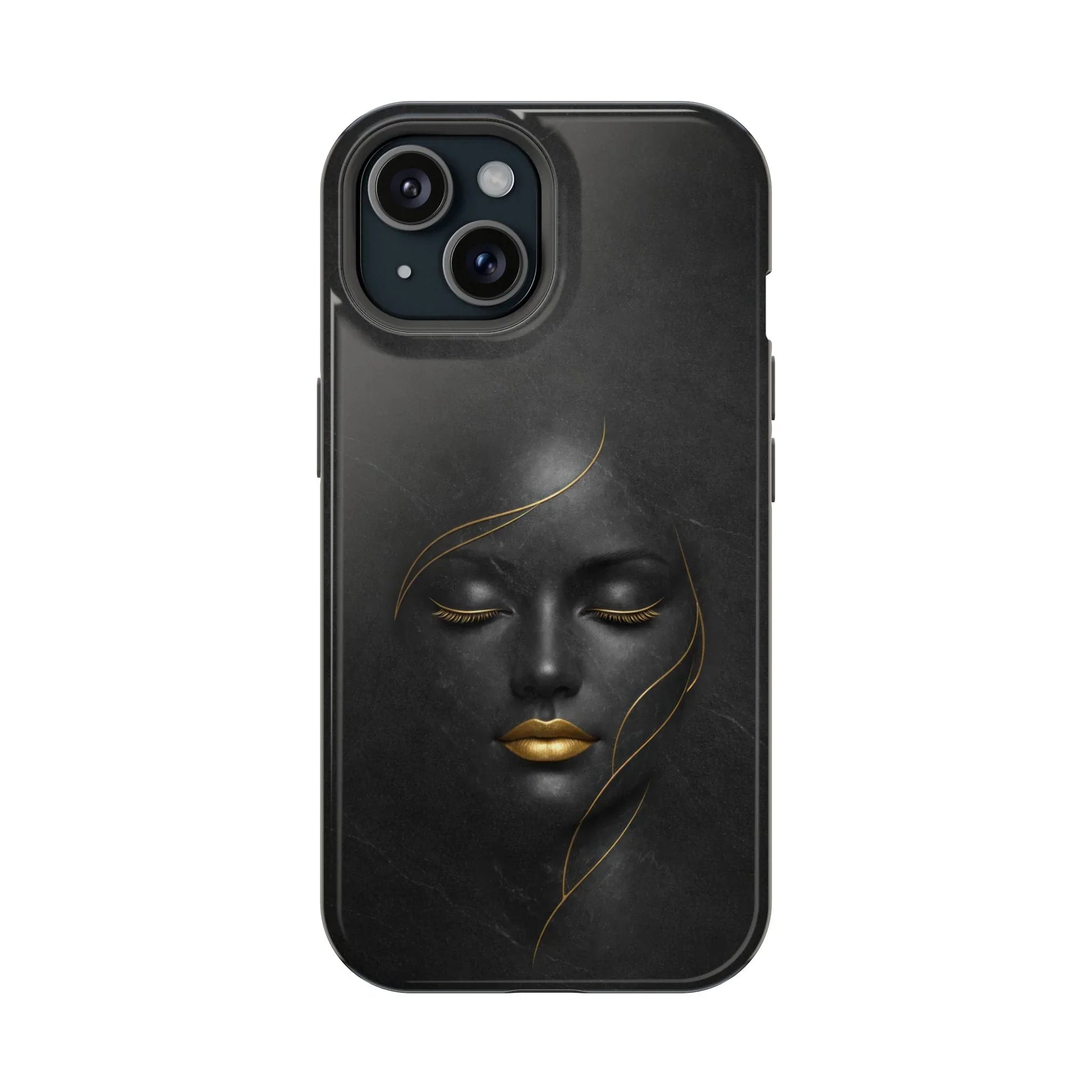 Black Gold Face Phone Case for iPhone 13-17 - KARARMDESIGN