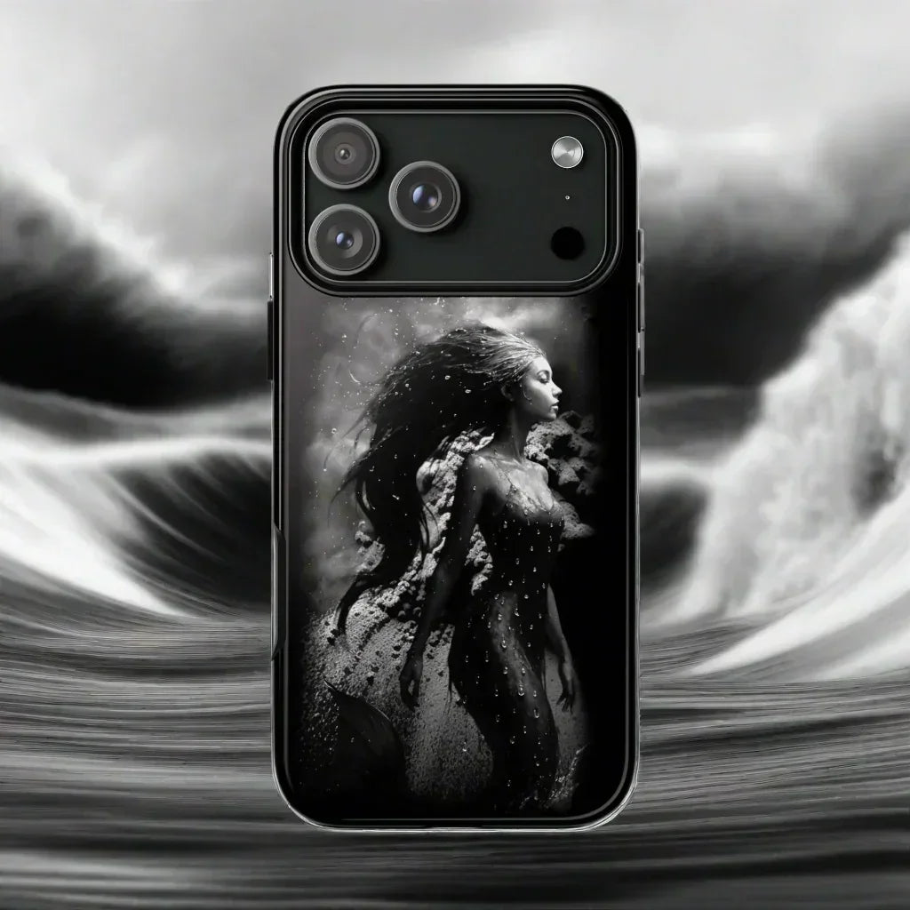 Monochrome Mermaid Phone Case for iPhone 17, Air, Pro, Pro Max - KarArmDesign