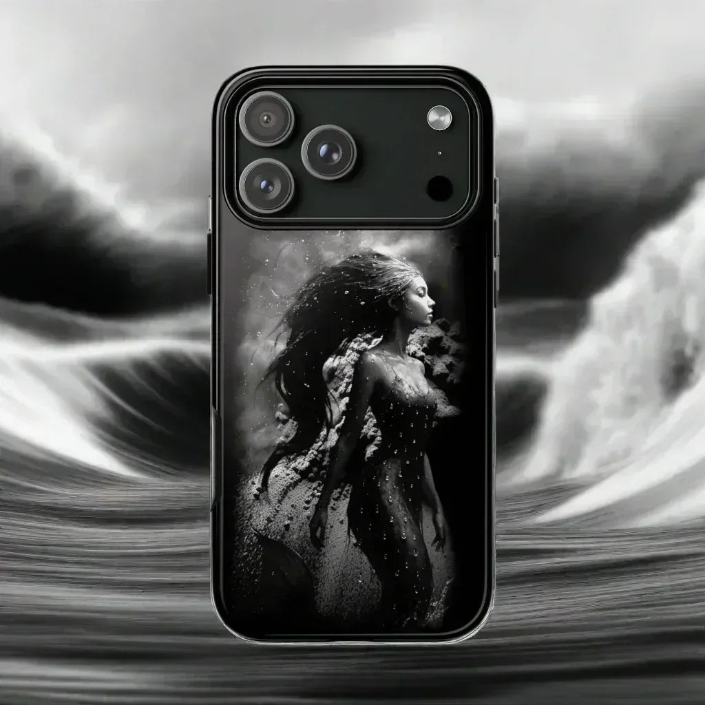 Monochrome Mermaid Phone Case for iPhone 17 Air, Pro, Pro Max - KARARMDESIGN