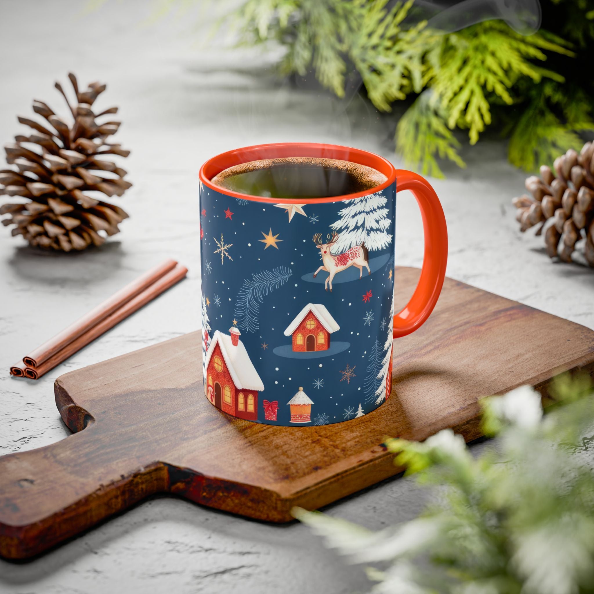 Dark Blue Christmas Mug - Colorful Mugs (11oz, 15oz)