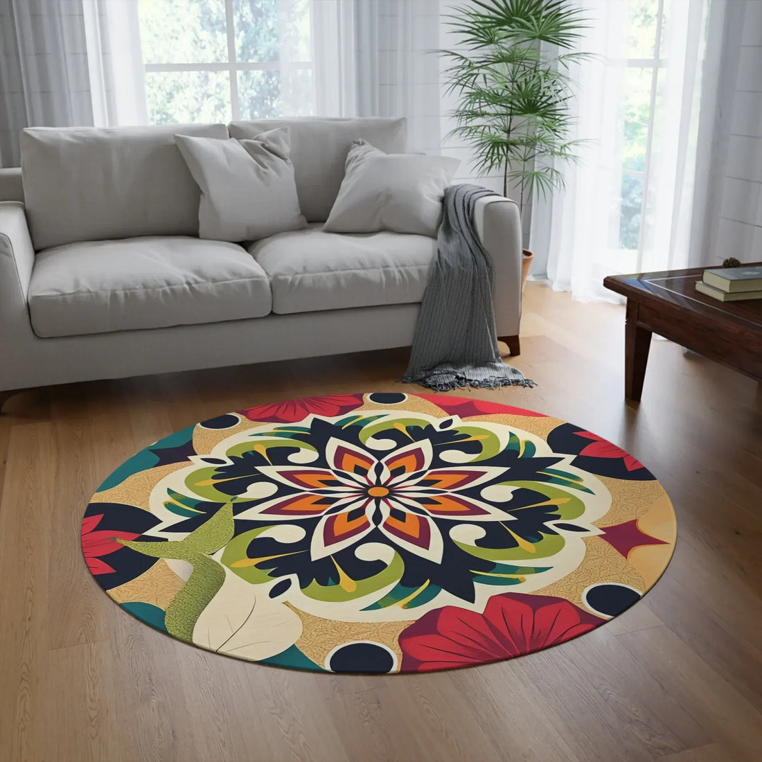 Vibrant Colorful Round Rug - KarArmDesign