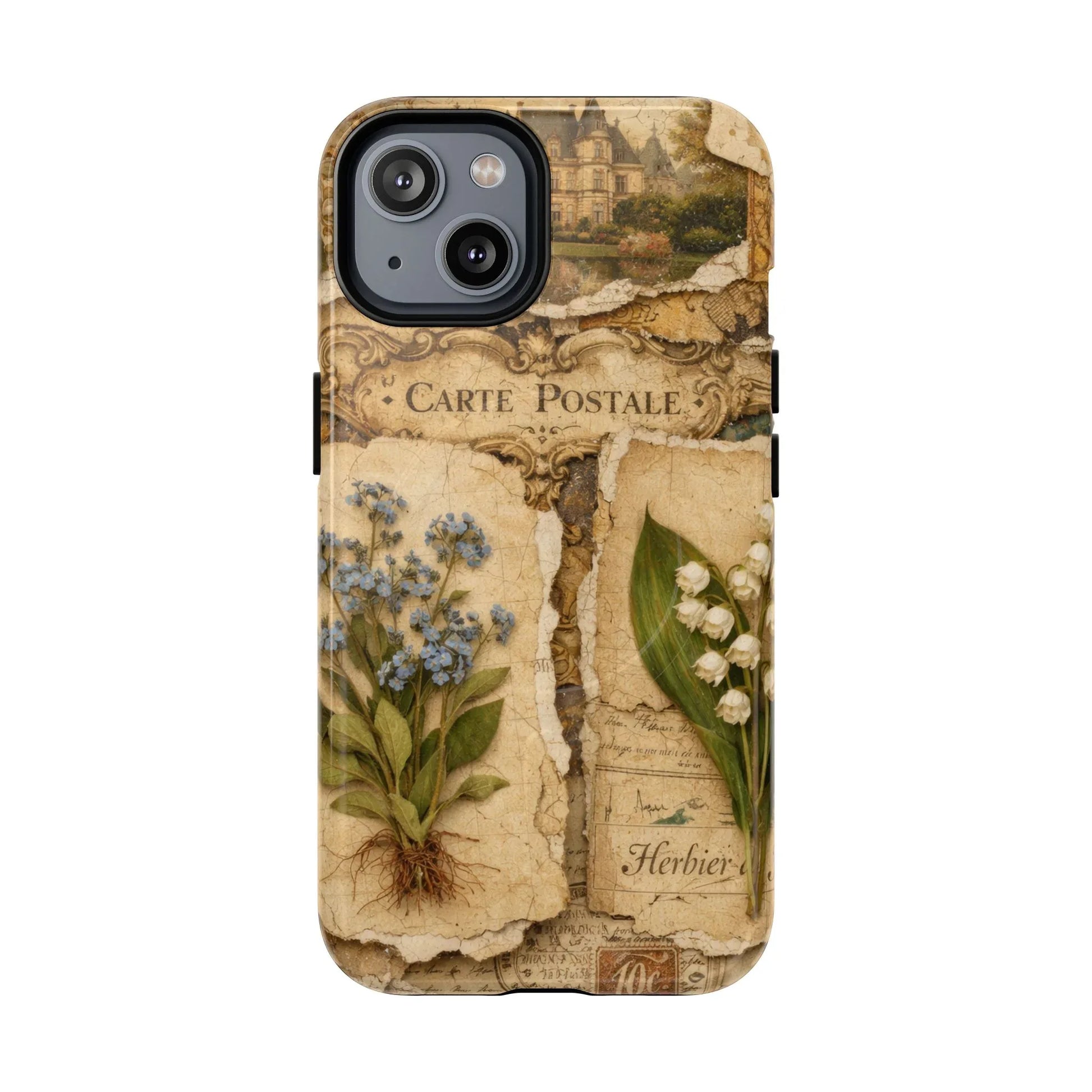 Vintage Botanical Postcard Phone Case for iPhone 13-17 - KARARMDESIGN