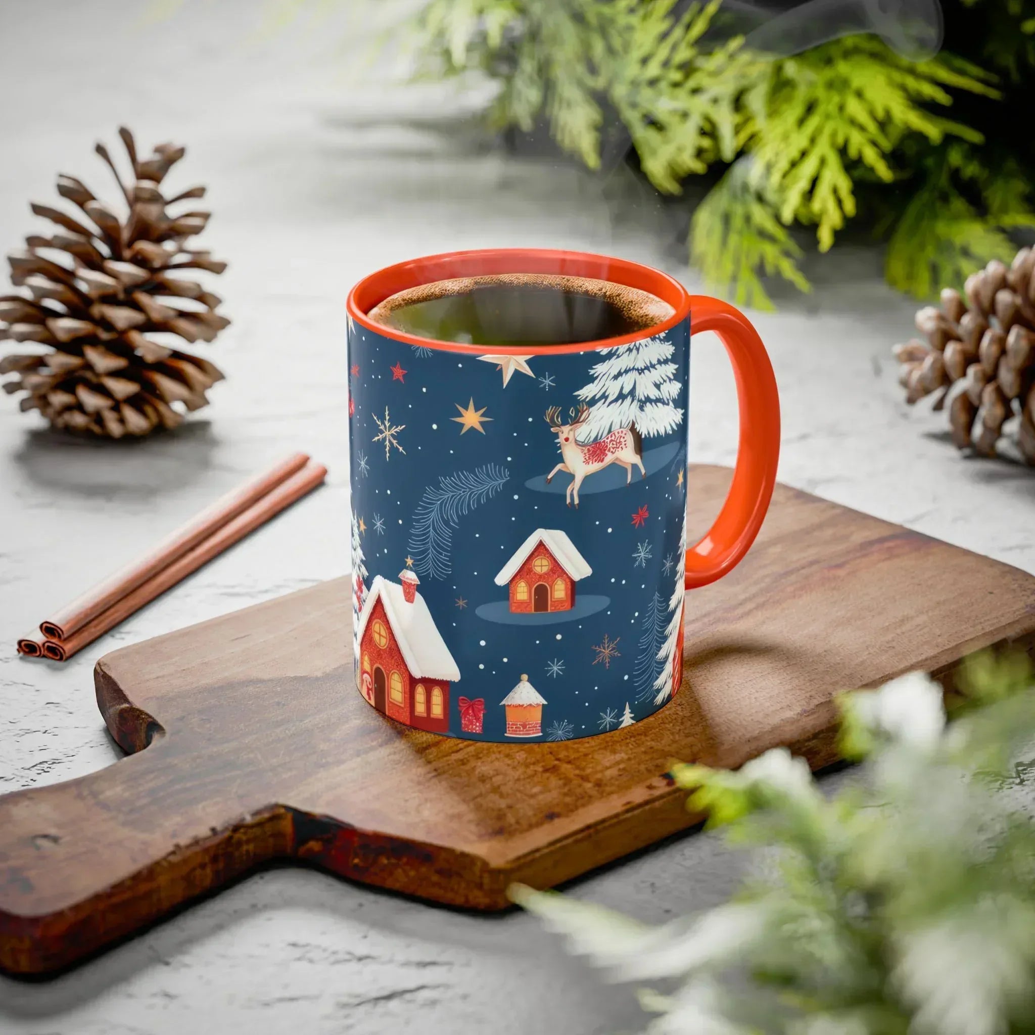 Dark Blue Christmas Mug - Colorful Mugs (11oz, 15oz) - KARARMDESIGN