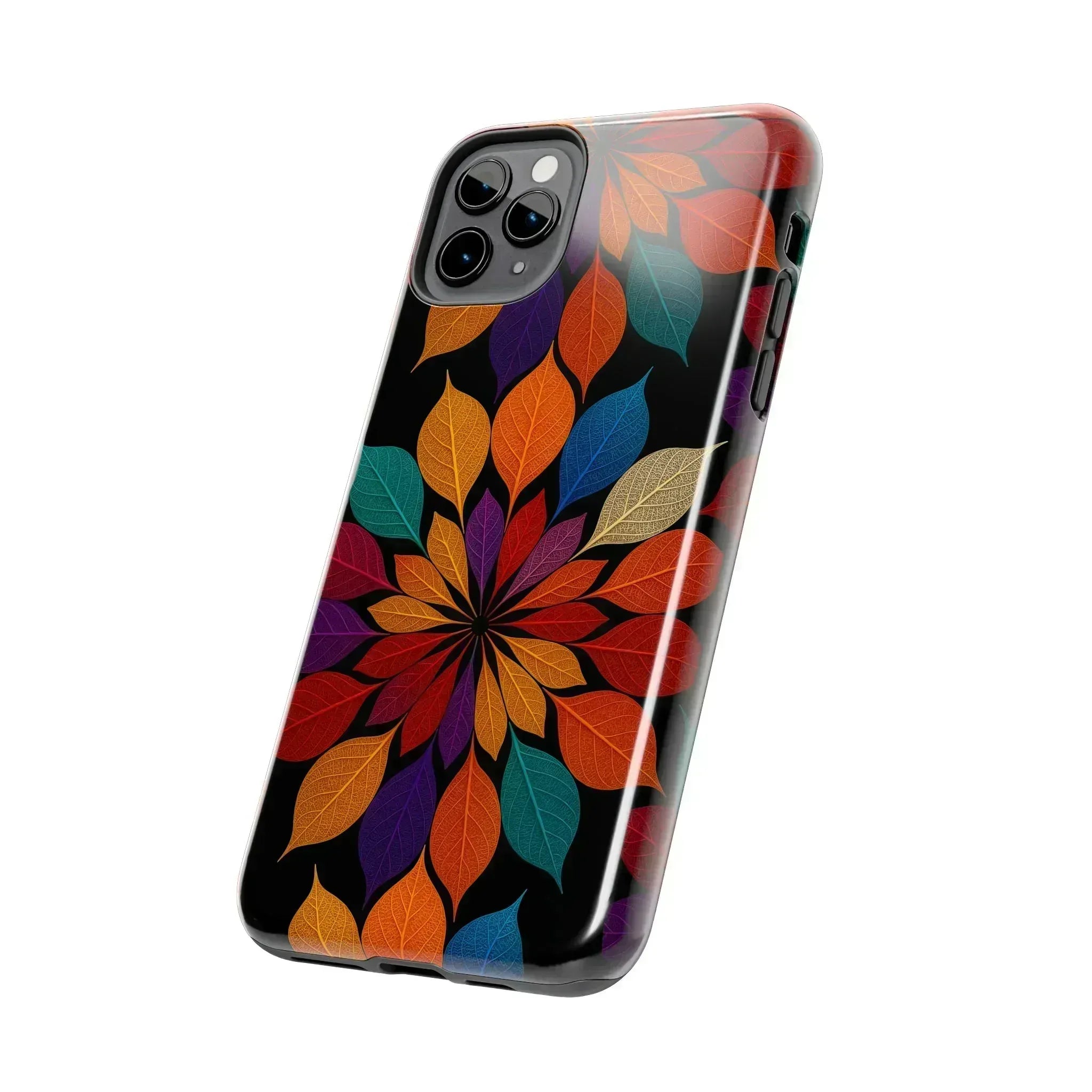 Leaf Mandala Phone Case for iPhone 11-16 and Galaxy S21-S24 - KARARMDESIGN