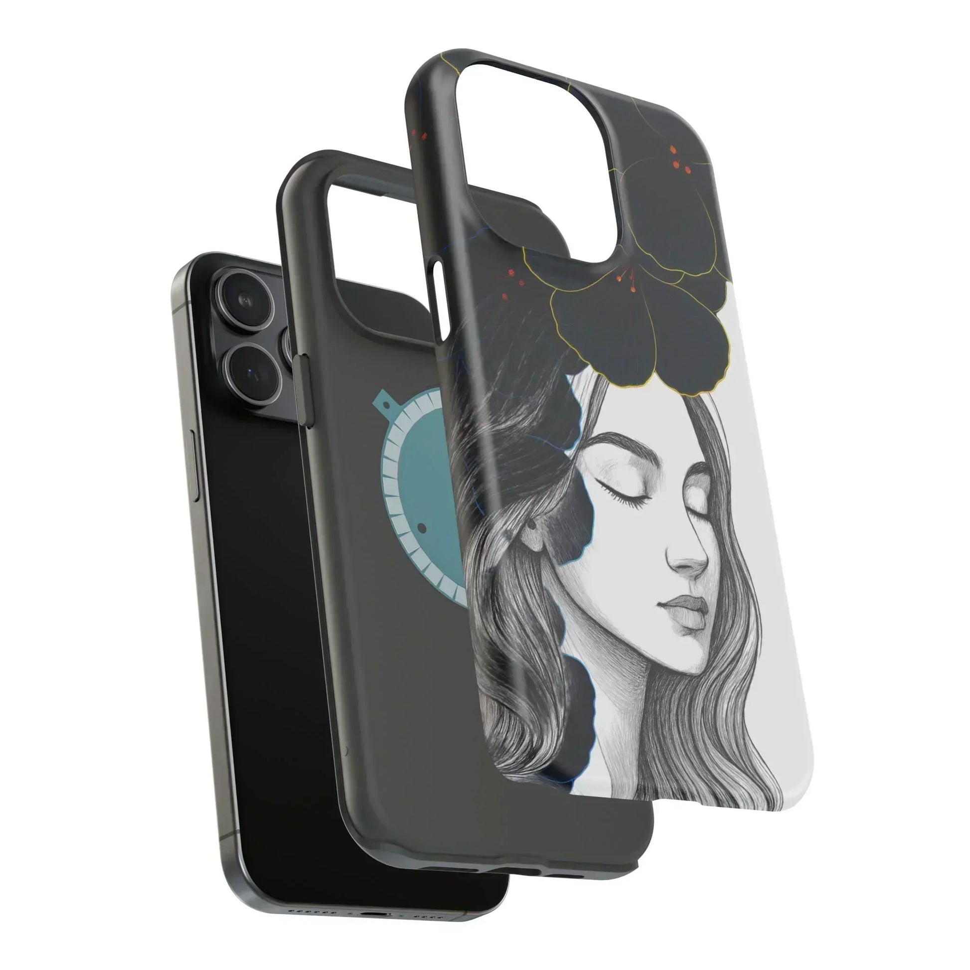 Dark Floral Elegance Phone Case for iPhone 13-16 Models - KarArmDesign